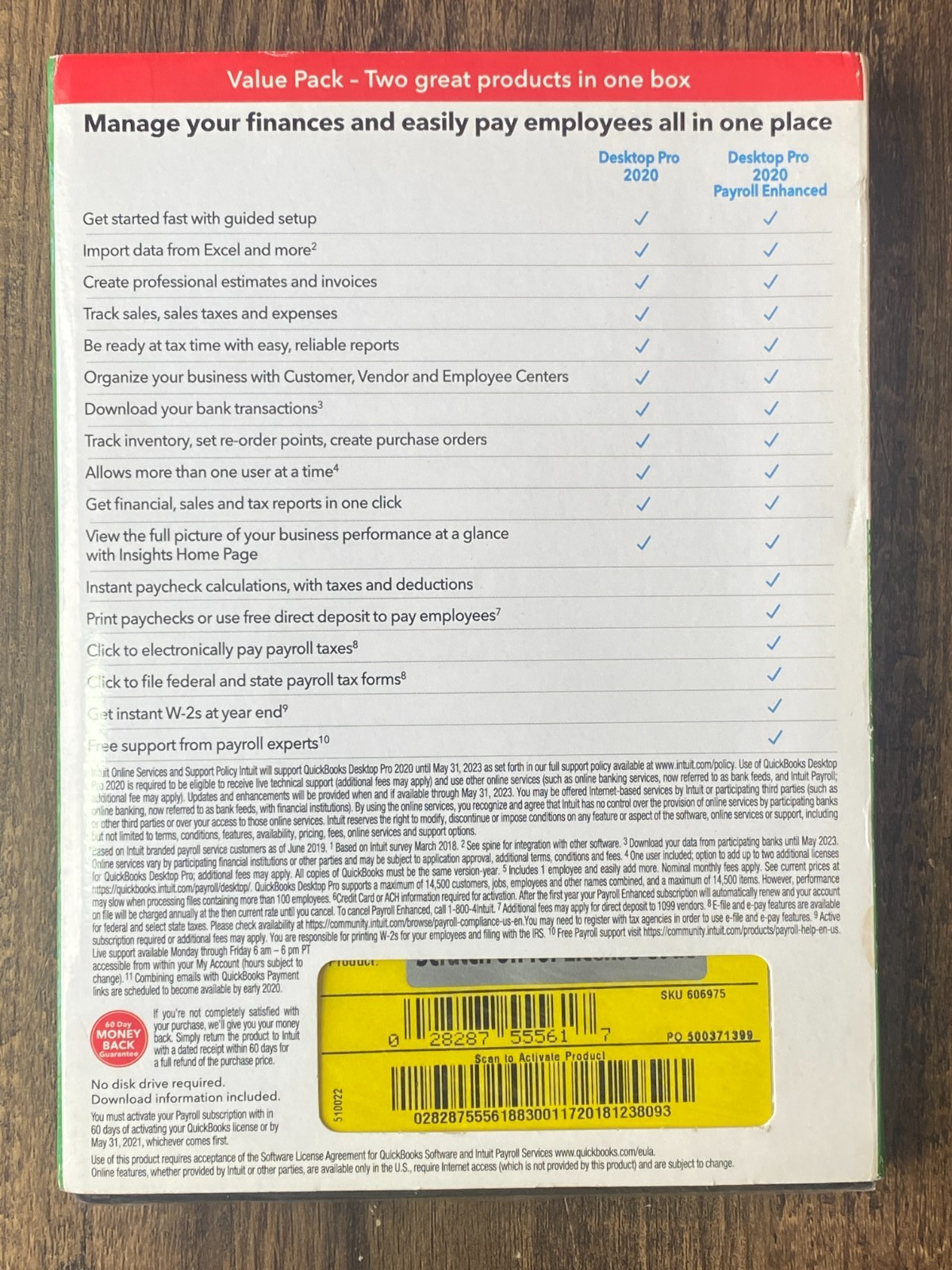 Quickbooks Desktop Pro 2020 Windows Payroll Enhanced – NO Subscription – Sealed