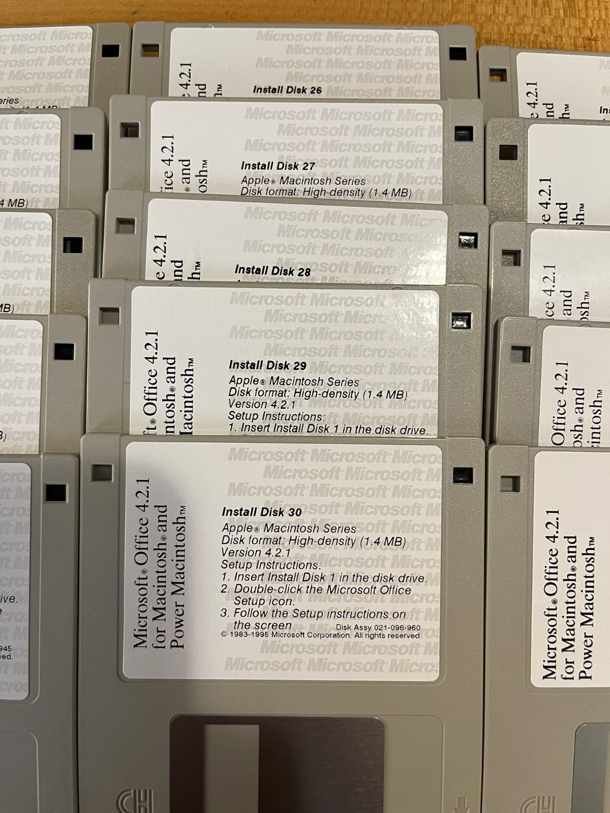 Microsoft Office 4.2.1 for Macintosh, INCOMPLETE Set of Floppy Disk 6-15 26-34