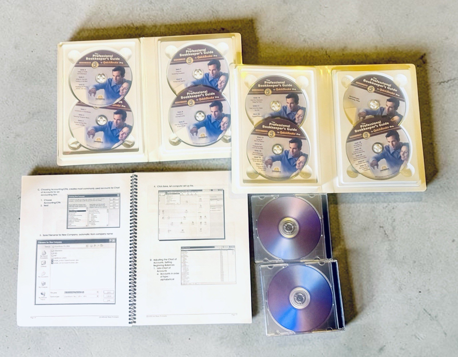 QuickBooks Training Lot DVDs CD-ROM Manuals Universal Accounting Bookkeeper Set