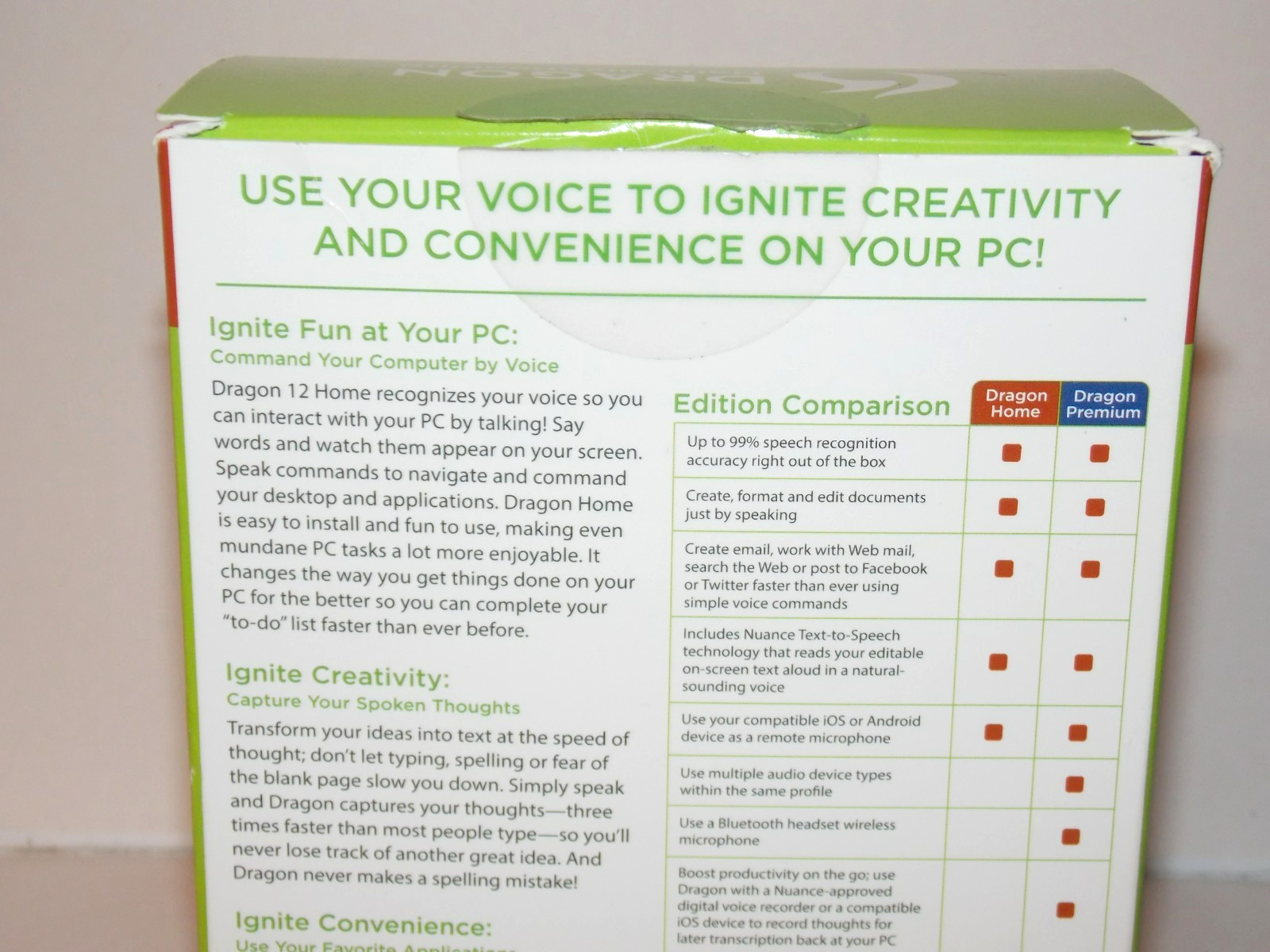 NEW Dragon Naturally Speaking 12 Home Edition Speech Recognition Software w/ Mic