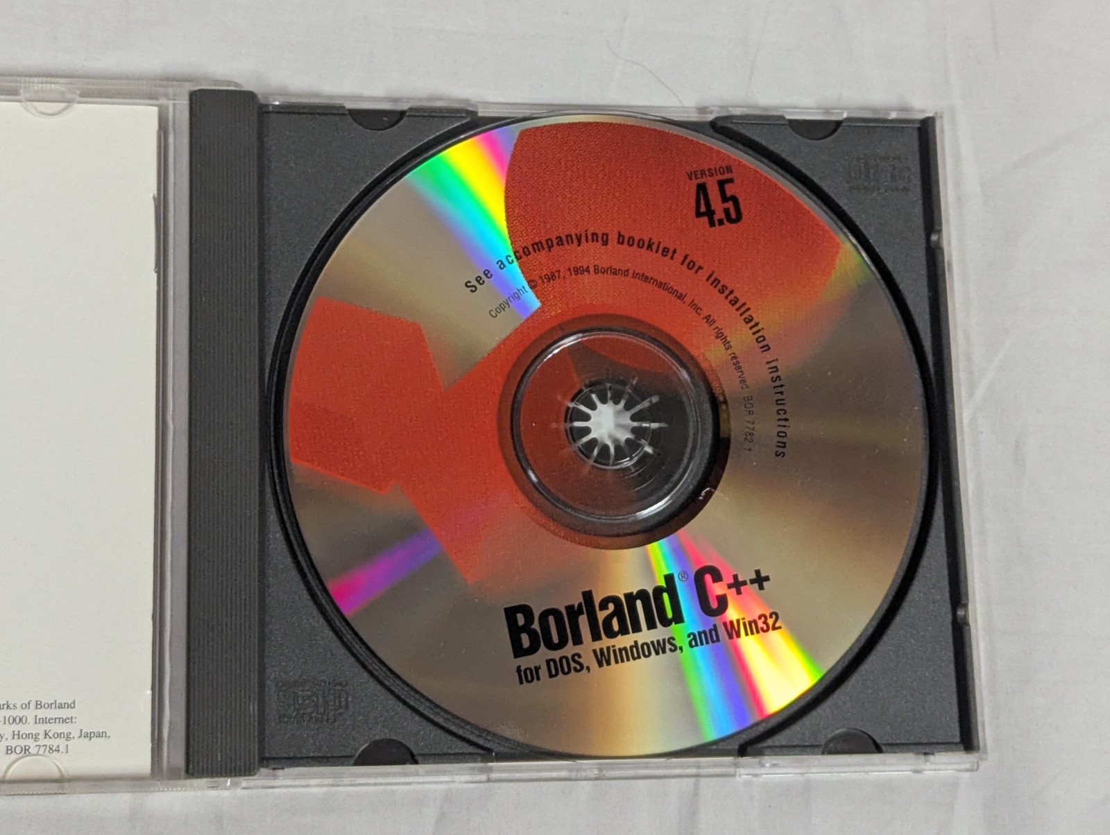 Vintage 1994 Borland C++ Version 4.5 for DOS Windows Win32 CD-ROM XLNT CONDITION