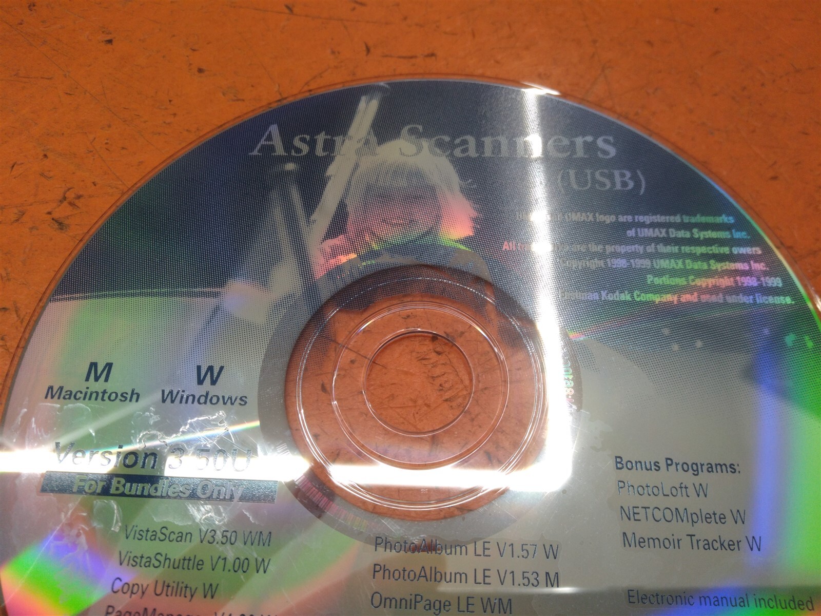 ⭐️⭐️⭐️⭐️⭐️ Astra Scanners USB Version 3.50U CD-ROM 86100156-0004