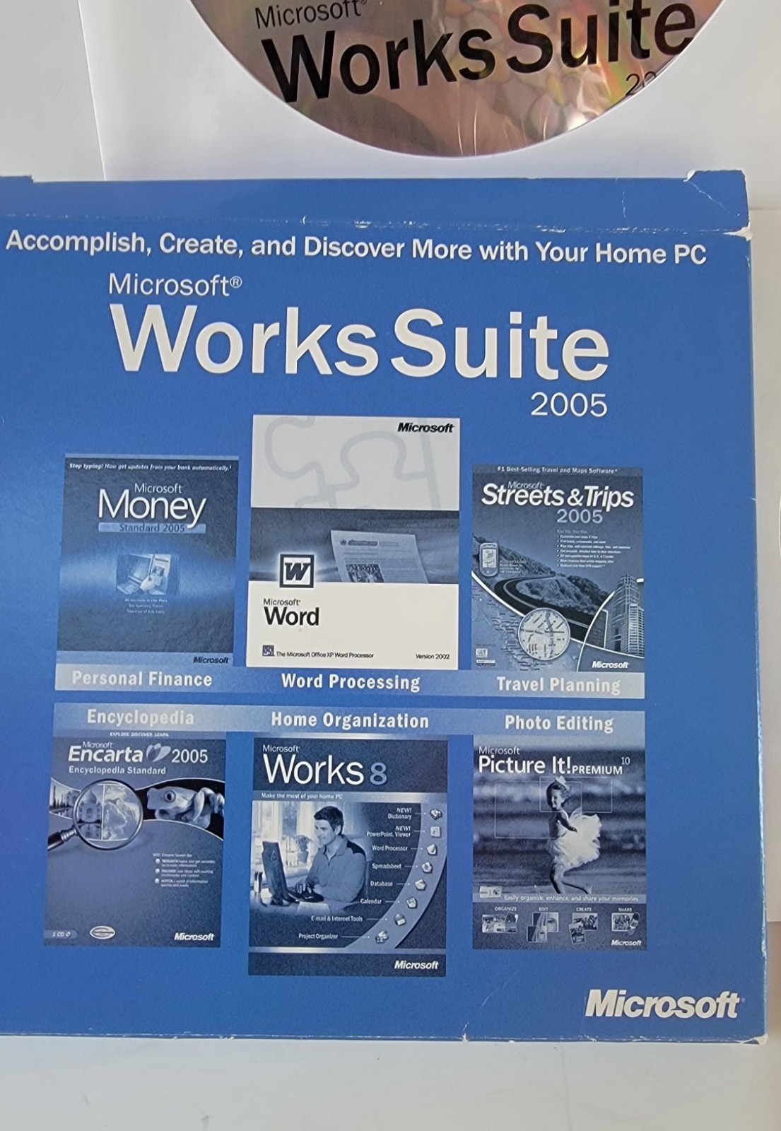 Microsoft Works Suite 2005 Software MS Money CD Set with Key 5 Disks Computer