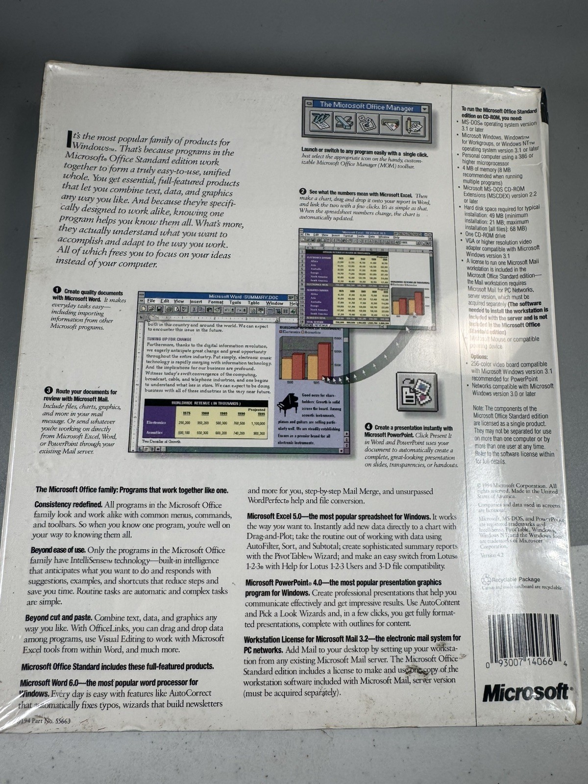 Vintage Microsoft Office 4.2 CD-ROM Edition (1994) – Factory Sealed
