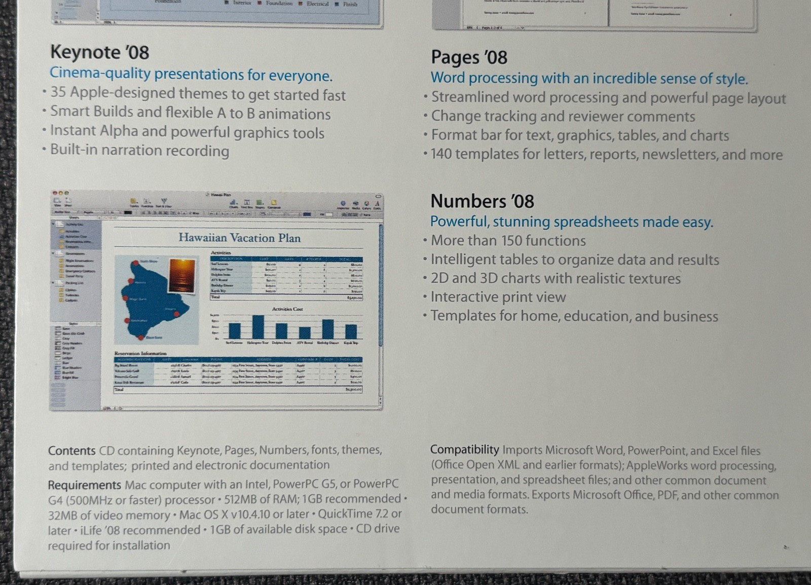 Apple iWork ’08 Mac- Includes Keynote, Pages, Numbers – Retail-Box – MA790Z/A