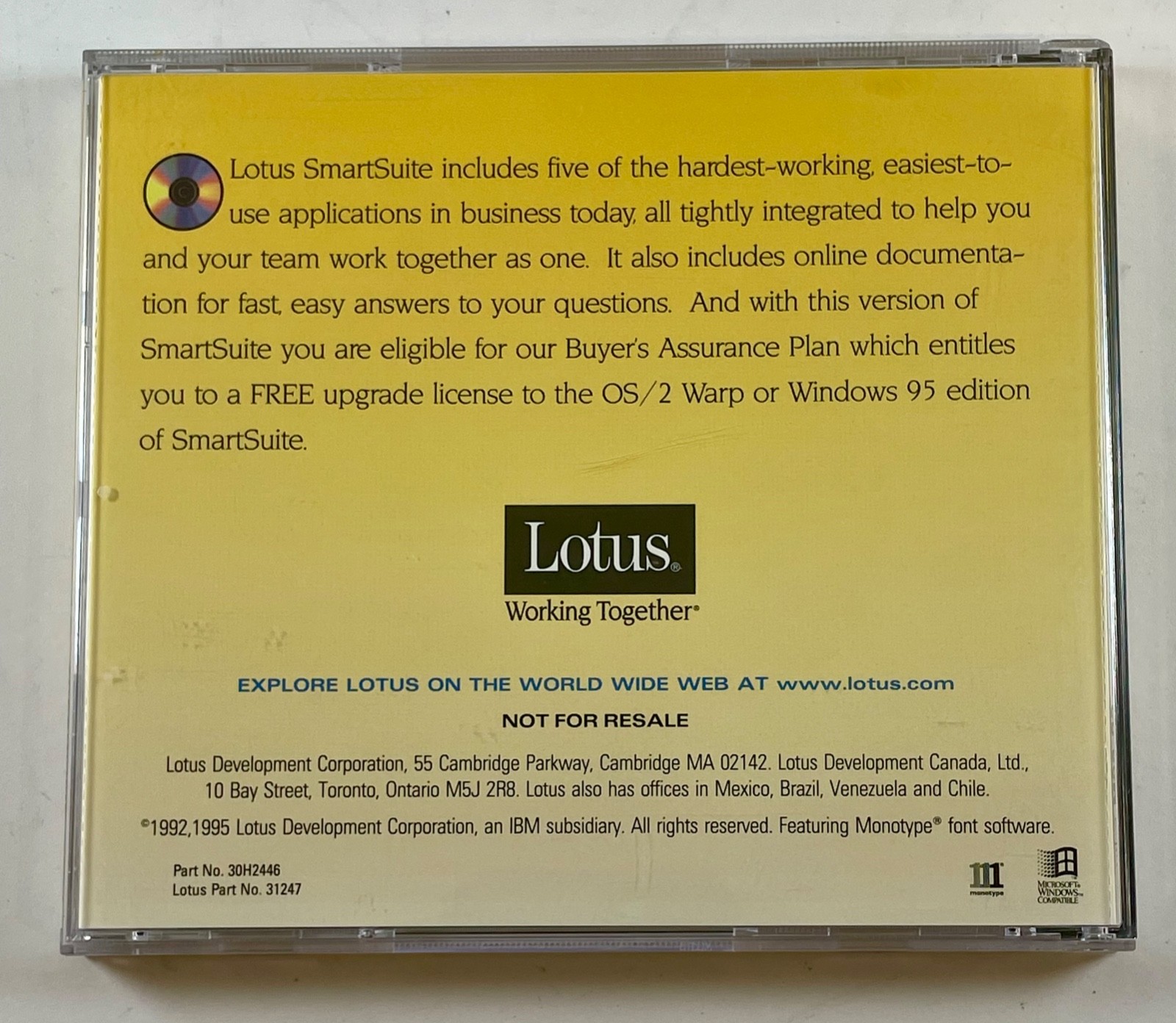Lotus SmartSuite Release 4 for Windows CD-ROM Edition