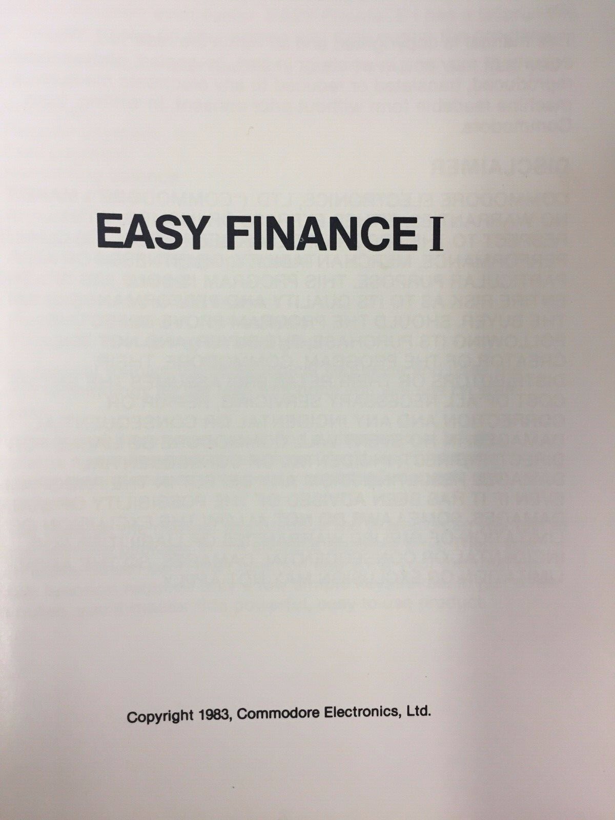 VINTAGE 1983 EASY FINANCE I FOR THE COMMODORE 64 ON 5¼” DISC & MANUAL – TESTED!