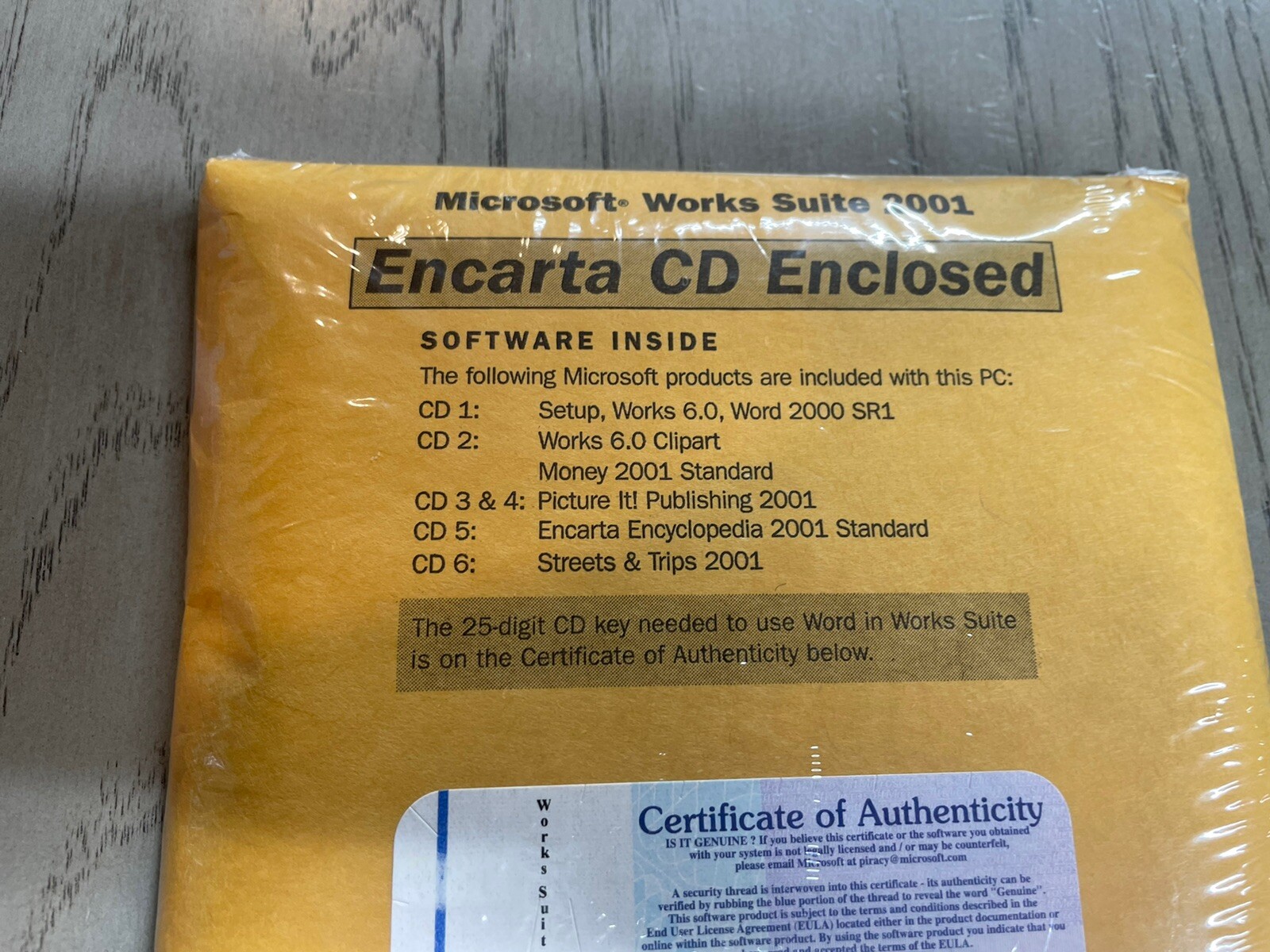 New & Sealed: Microsoft Works Suite 2001 w/ Word, ClipArt, Money, Encarta. 6 CDs