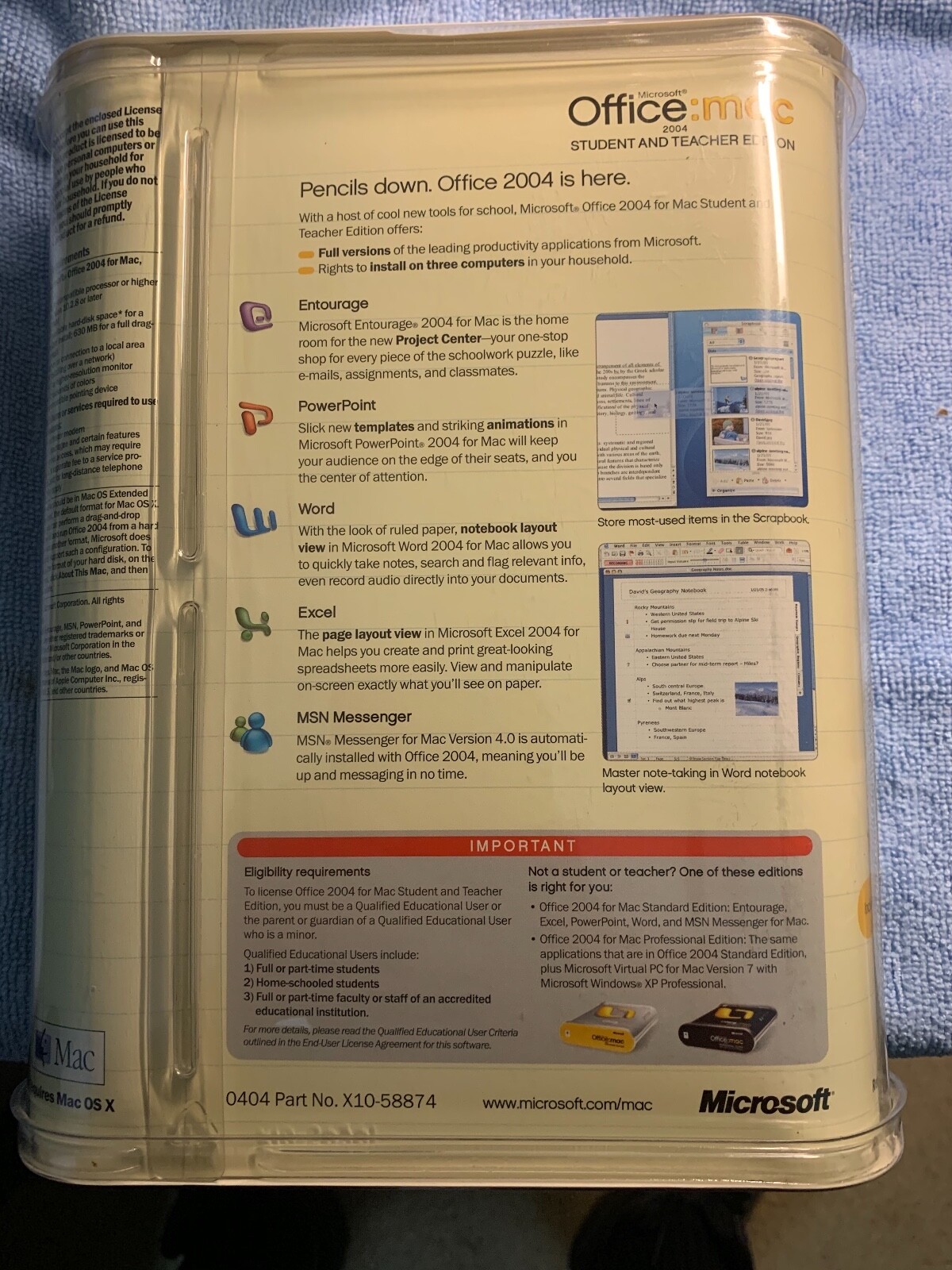Microsoft Office Mac Student and Teacher 2004 (Retail) (1 User/s) – Full Version