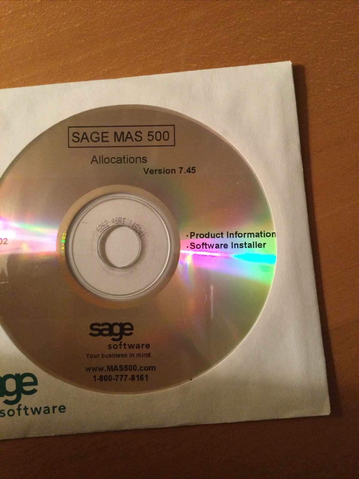 BRAND NEW UNUSED SAGE MAS500 Allocations Version 7.45. Software + Docs On CD