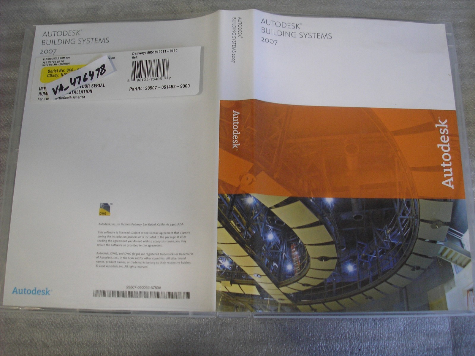 AutoDesk Building Systems 2007 Software 5 Disc s w / Manual / Serial Number