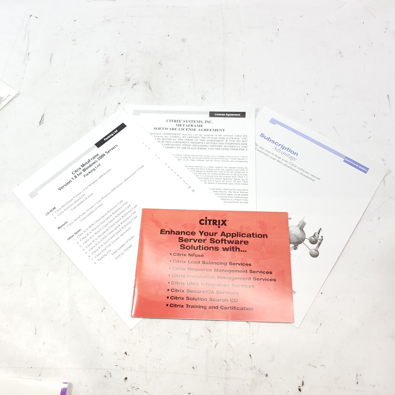 Citrix MetaFrame 1.8 for Windows 2000 Server License Kit No Discs Pre-owned