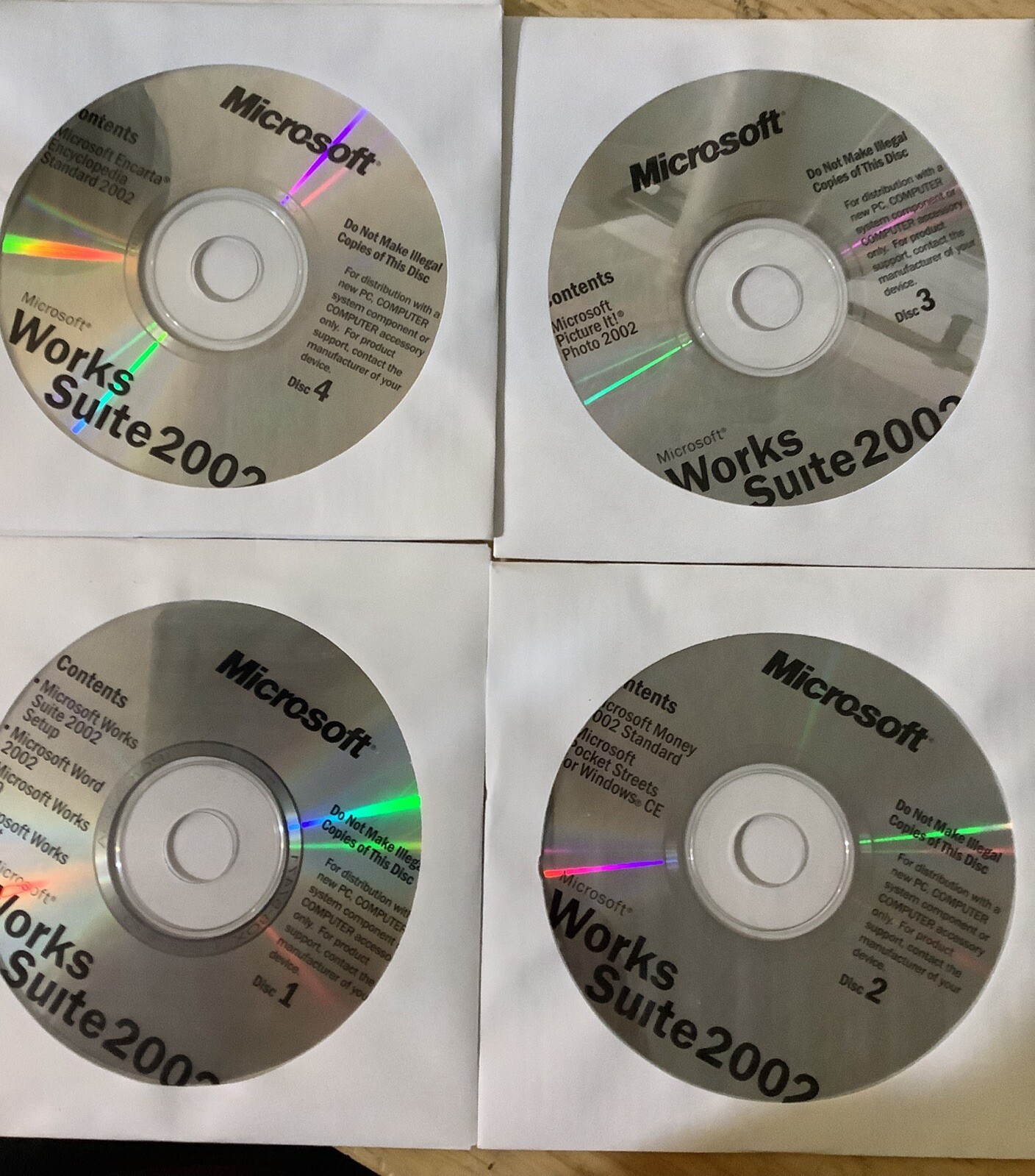 Microsoft Works Suite 2002 PC Cds Inside – Disc 1 To 5 Microsoft Works