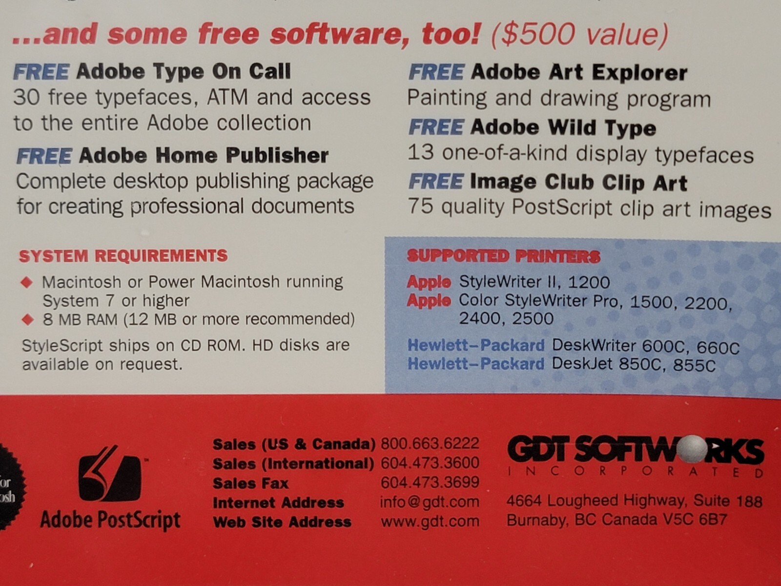 NEW (Read) StyleScript Mac Adobe PostScript Apple / HP Printing Software SEALED
