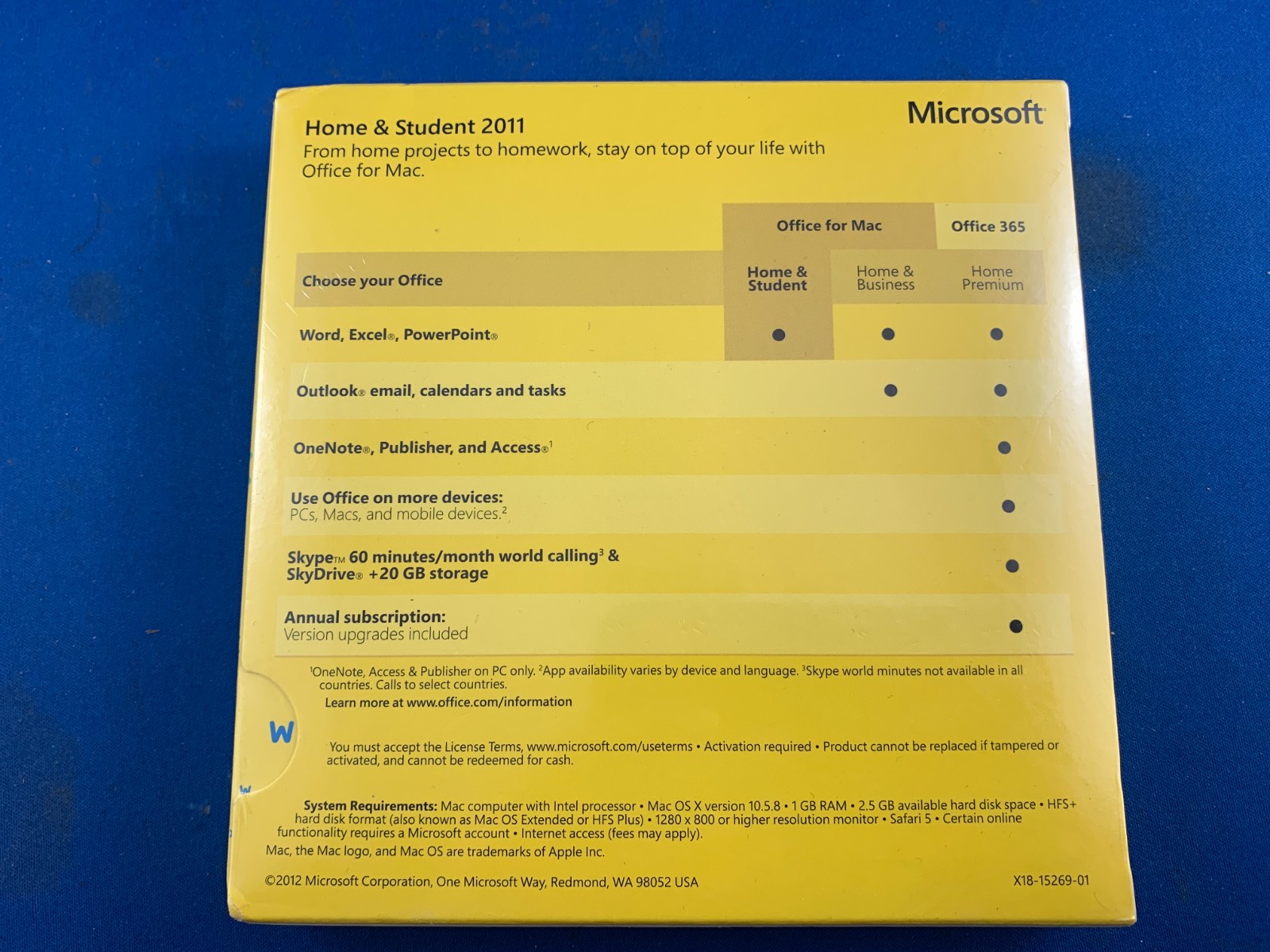 Microsoft Office MAC 2011 Home and Student (Brand New in shrink wrap)