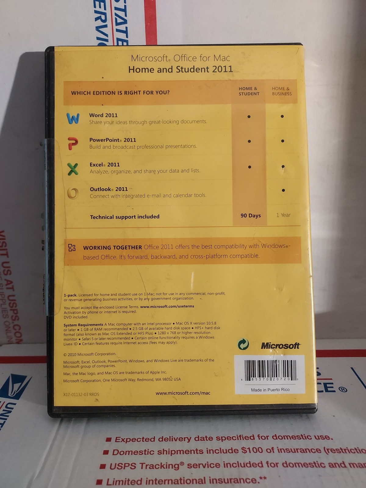 MS Microsoft Office : mac 2011 W P X Home and Student No Key Code – #136