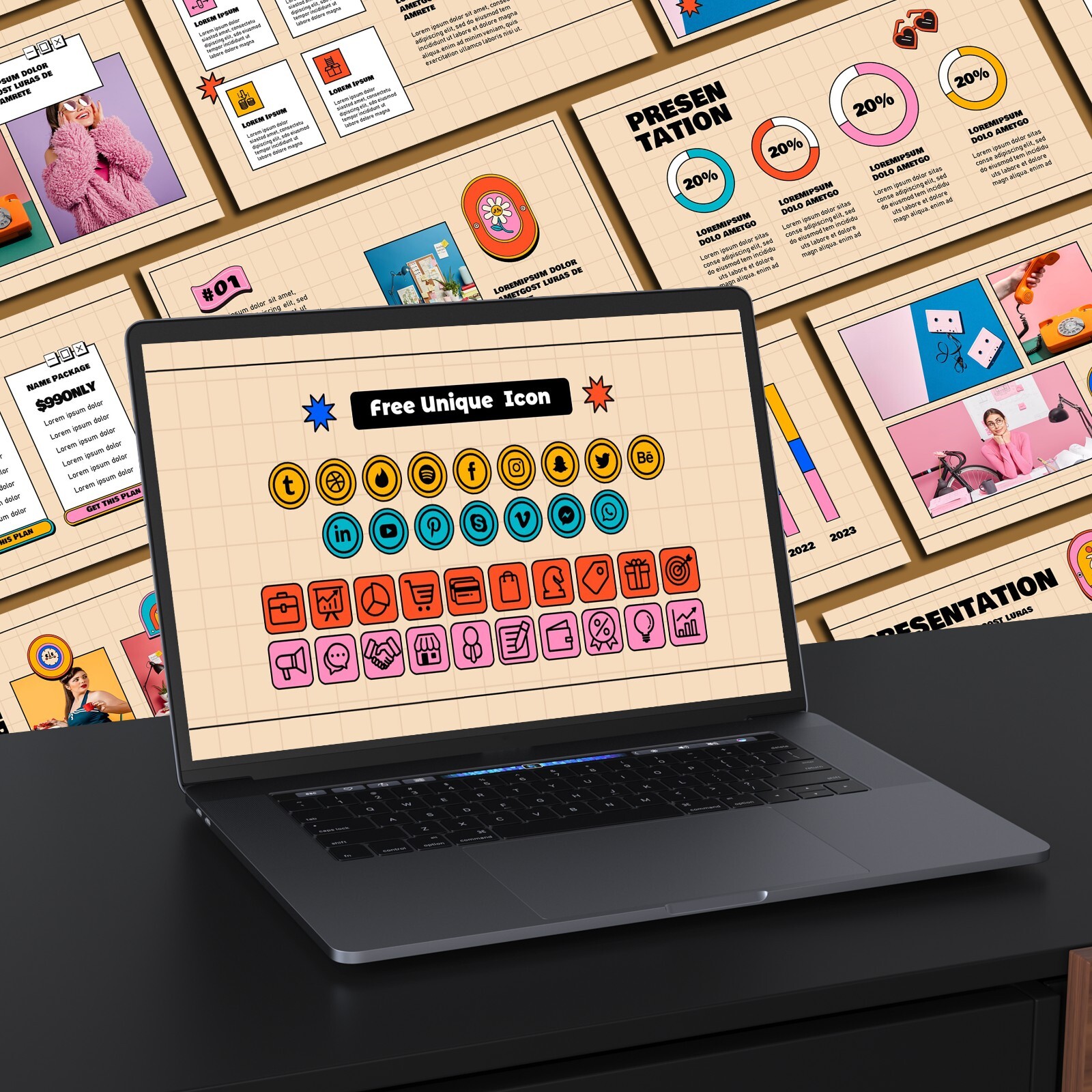 Retro PowerPoint Template – Vintage Canva Presentation with Creative Slides