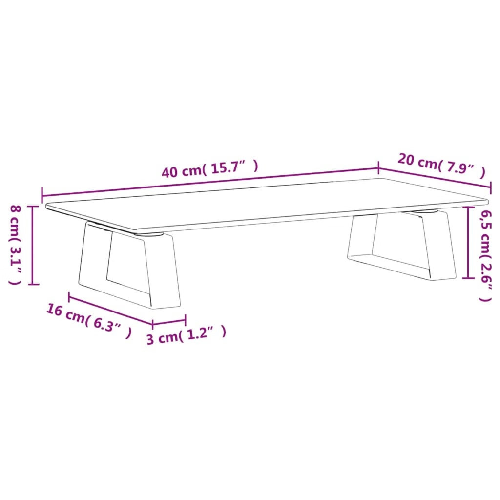 Monitor Stand Black 15.7″x7.9″x3.1″ Tempered Glass and Metal