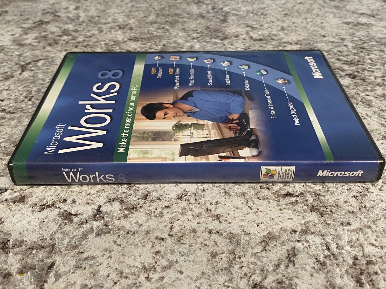 MICROSOFT WORKS 8 Office Business 2004 Home PC Windows Software Suite CD #AP46