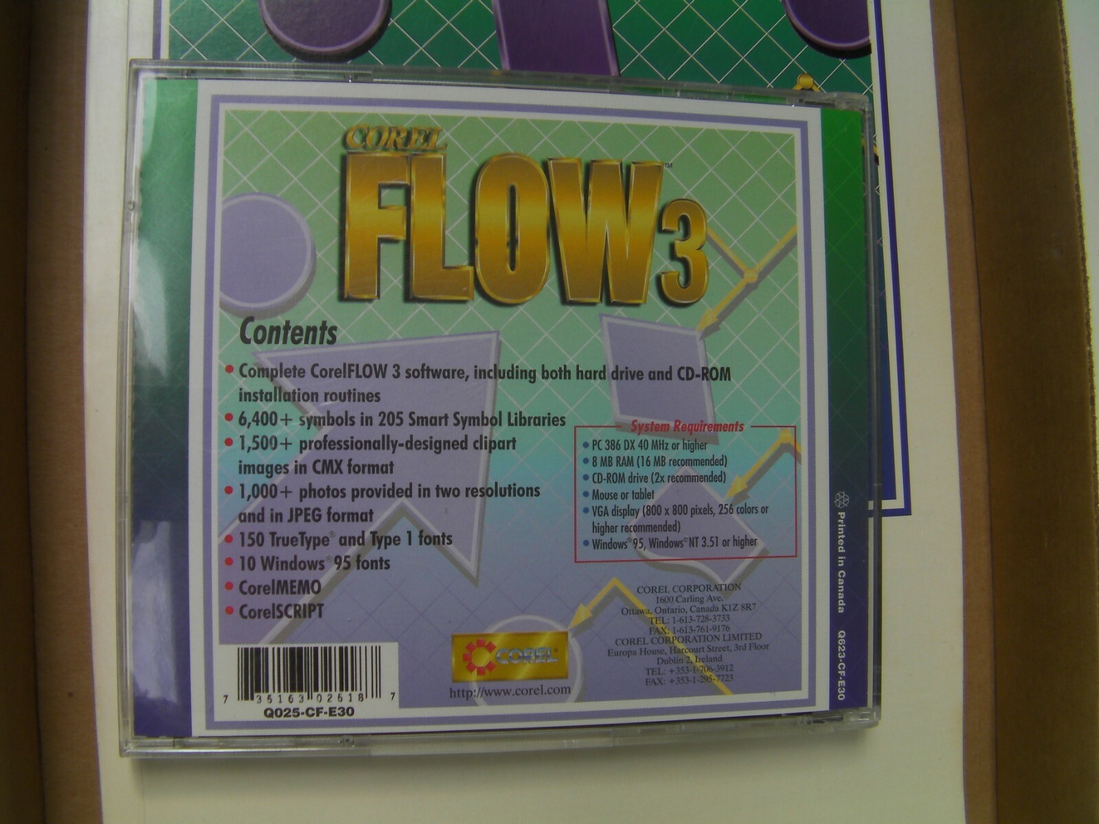 Flow 3 Corel Version 3 software FLOW3 and user manual, Windows 95