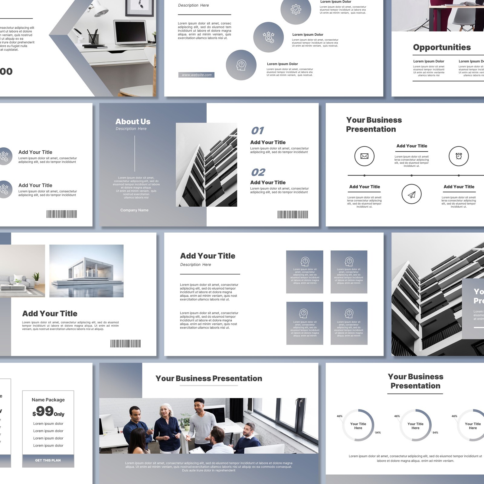 Elegant Grey Business PowerPoint Template – Professional Marketing Strategy