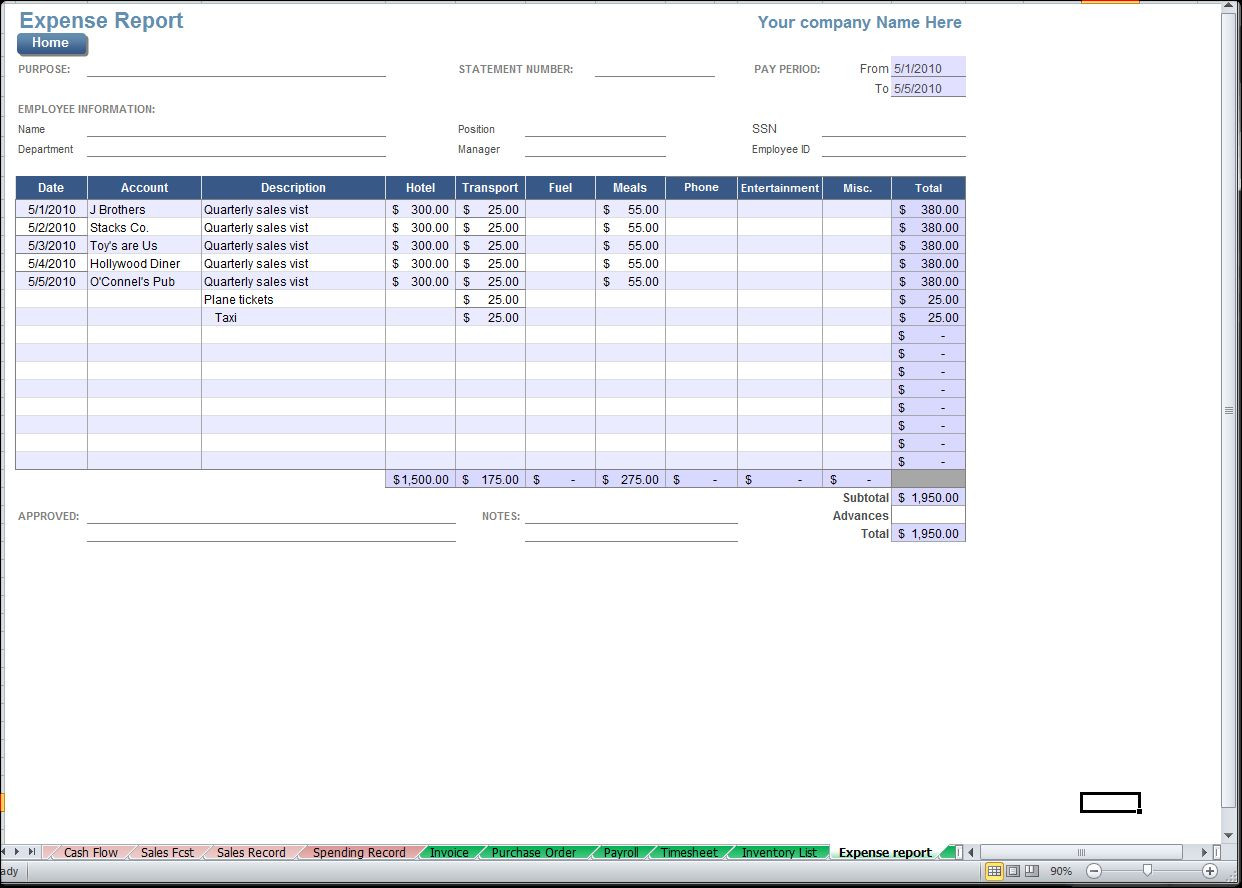 Business Planner With Profit, Loss and Balance Sheet, Cash Flow, Expenses, Sales