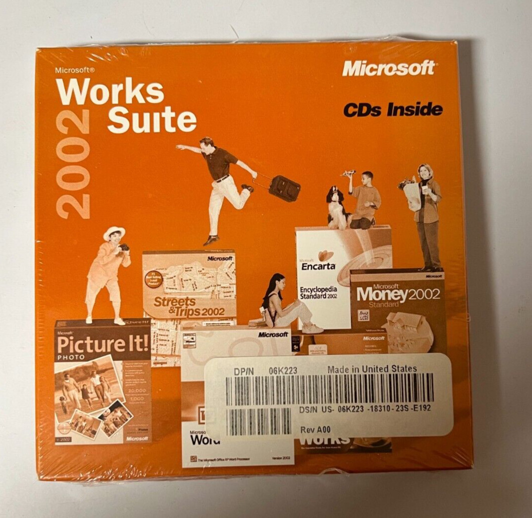 Microsoft Works Suite 2002 Word Product Key New Sealed Money Picture It Encarta