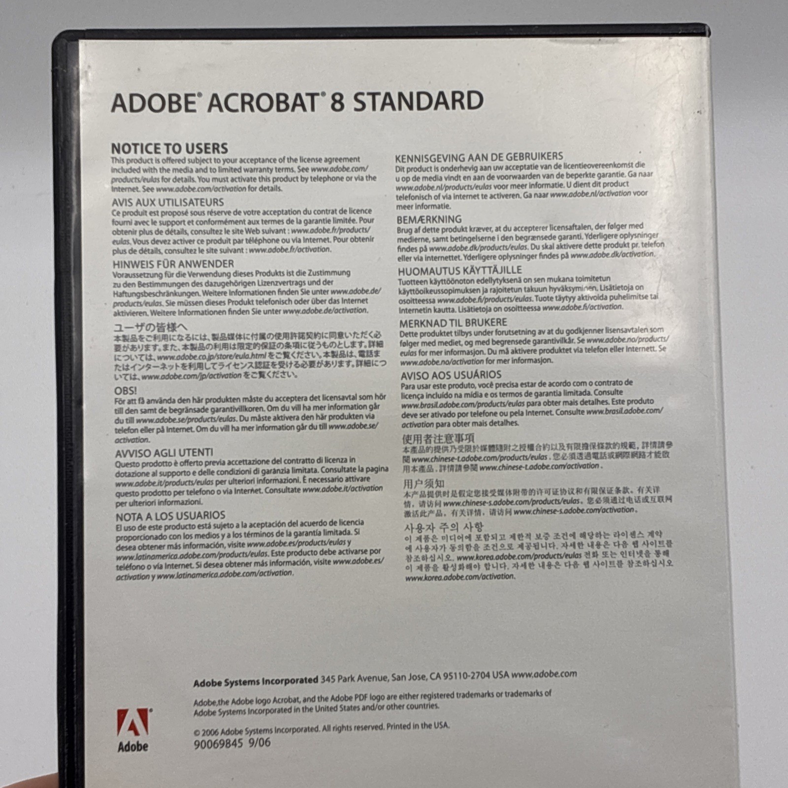 Adobe Acrobat 8 Standard for Windows Disc and Serial Number
