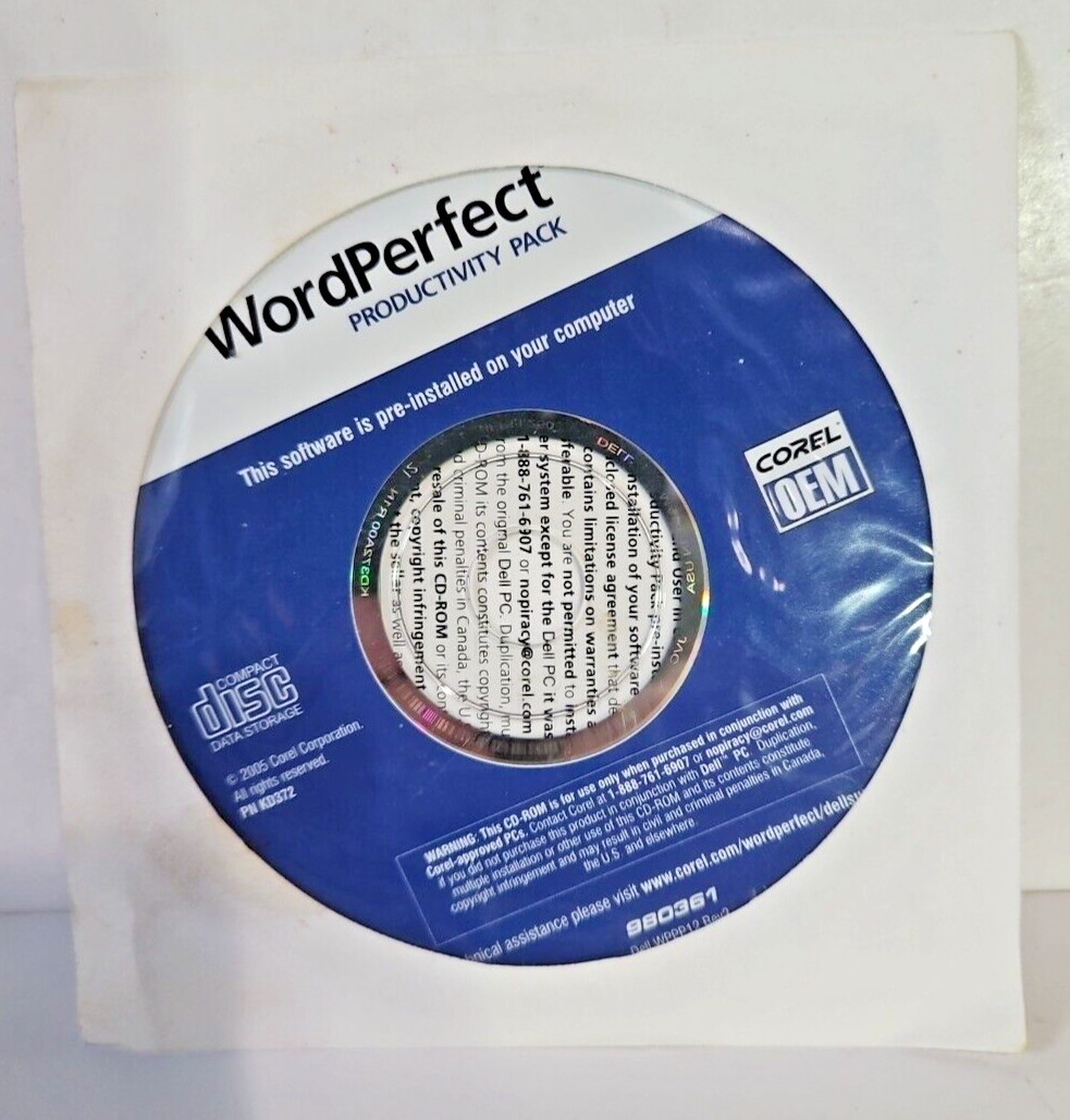 Word Perfect 2005 Productivity Pack Corel OEM 0CD940 CD Sealed