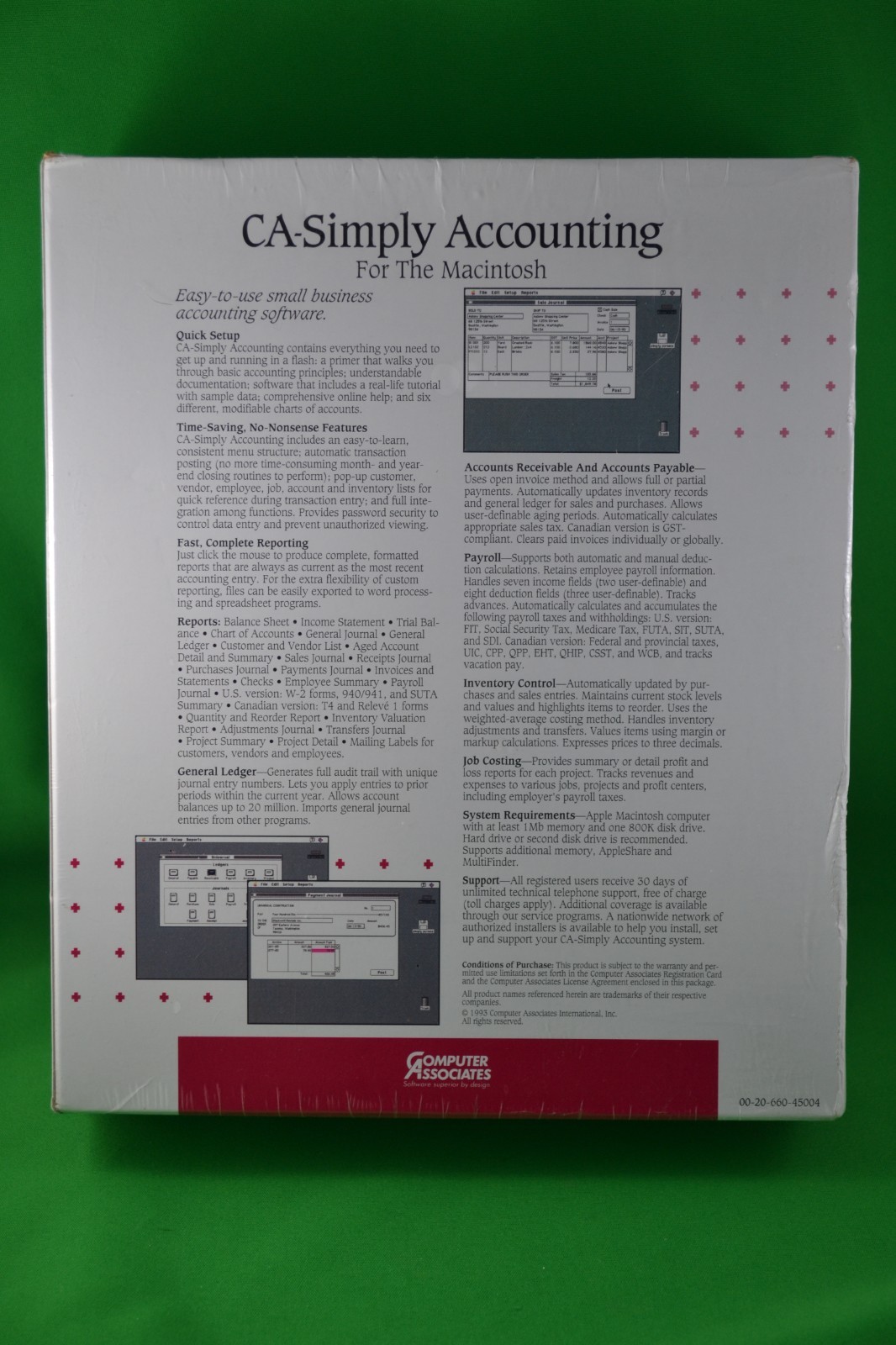 Computer Associates CA-Simply Accounting for the Macintosh Mac Apple 1993 SEALED