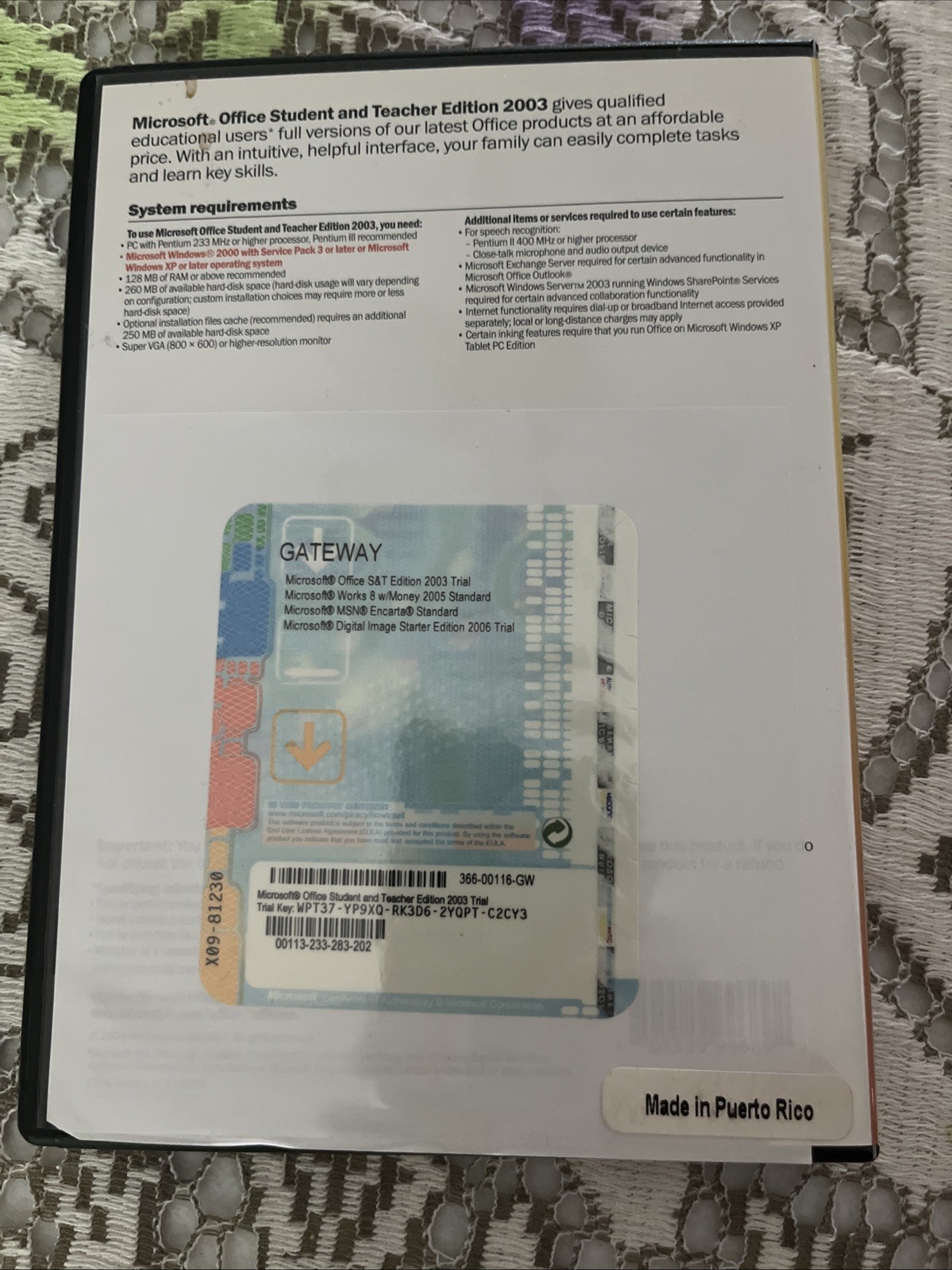Microsoft Office Student and Teacher Edition 2003 Word Excel w/Key