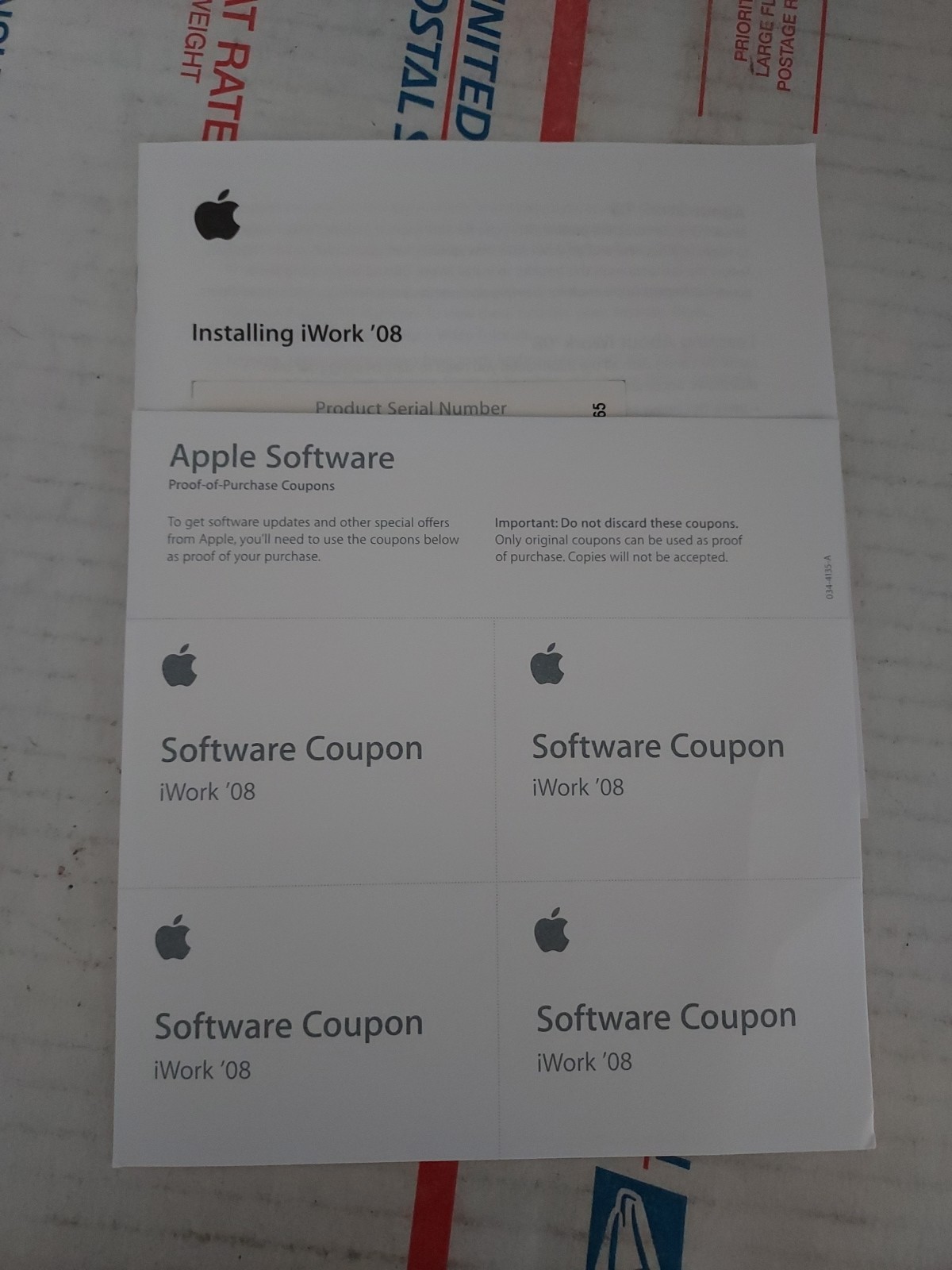 Apple Mac iWork ’08 Install CD Versione 8.0.2 W/ Booklet Used Keys – #179