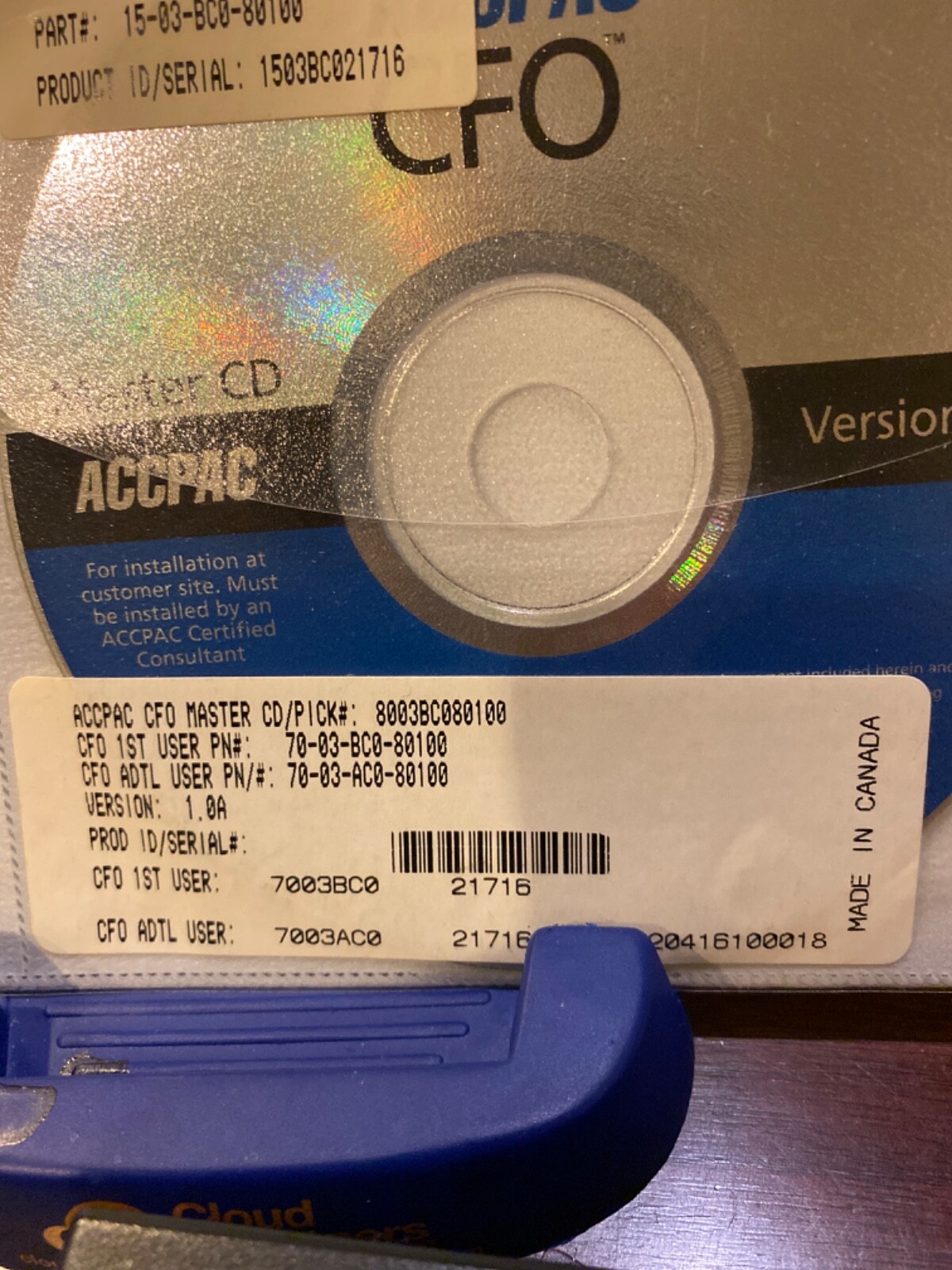 Brand New ACCPAC CFO v1.0 Master CD. Never Used.