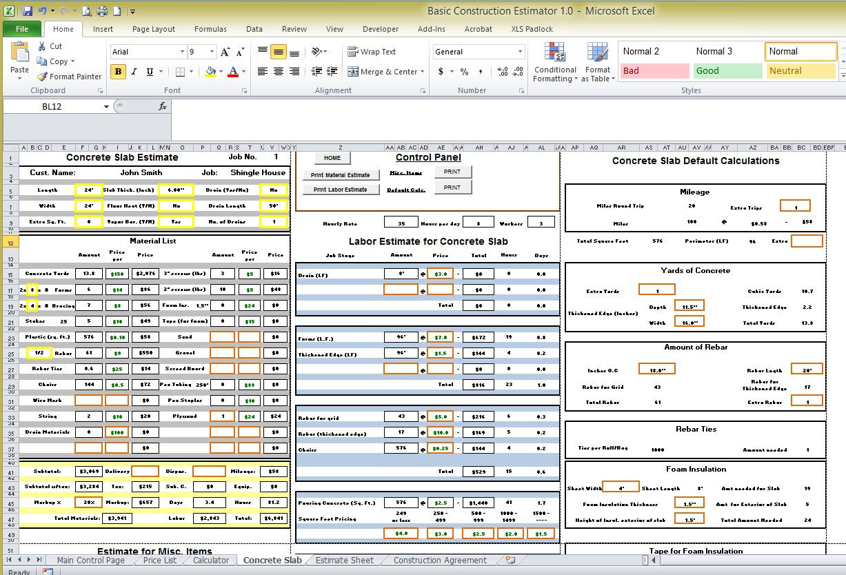 Basic Construction Estimator (Fast accurate estimates)