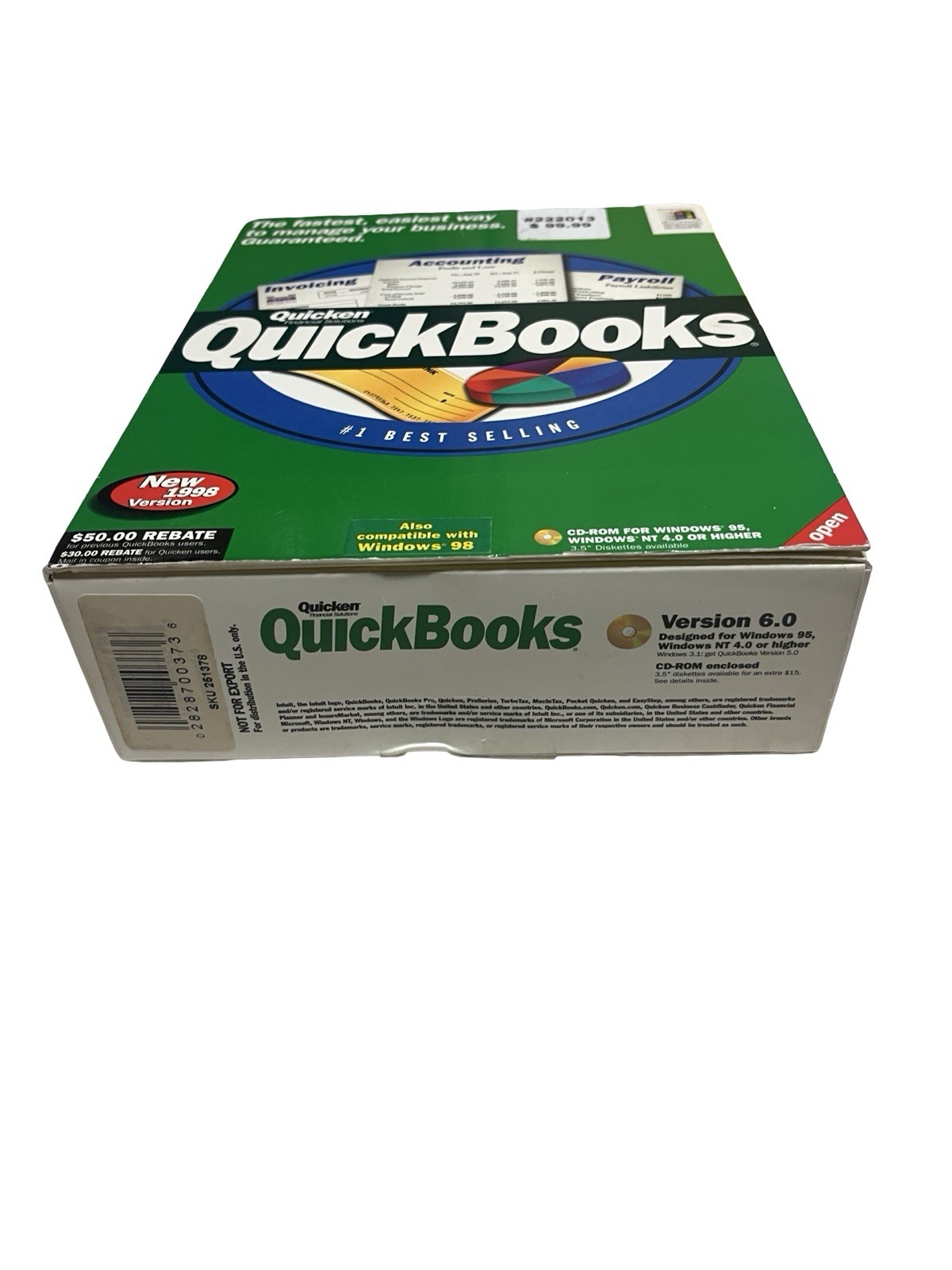 Quickbooks 1998 Version 6.0 Windows 1998 Quicken Software NEW SEALED