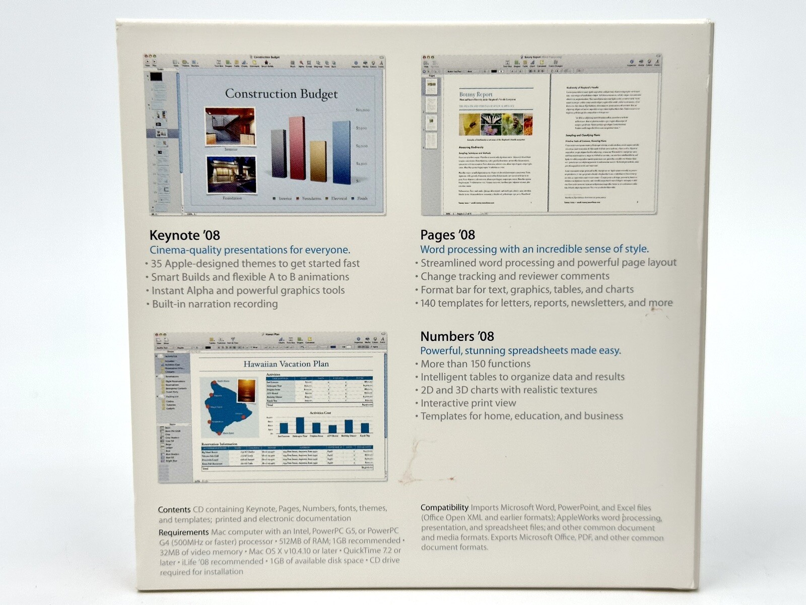 iWork ’08 Version 8.0.1 Apple KLY