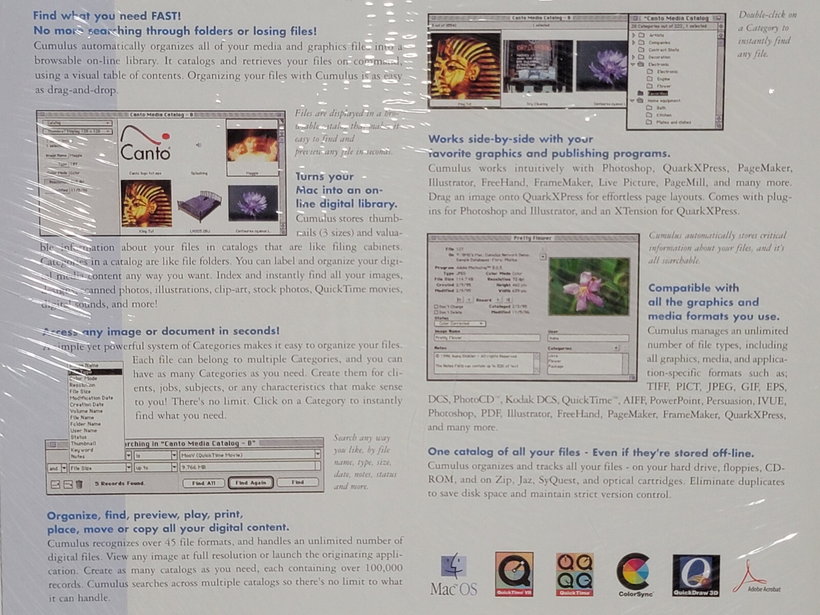 NEW Macintosh Cumulus Media Management System Desktop 3.0 Software CD SEALED Mac