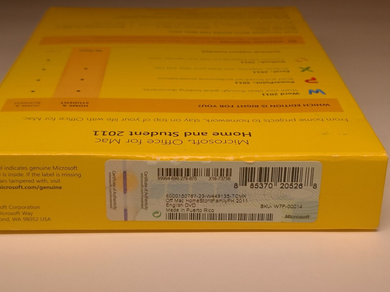 Microsoft Office MAC 2011 Home & Student DVD 3 Users 3 Macs – Retail Box