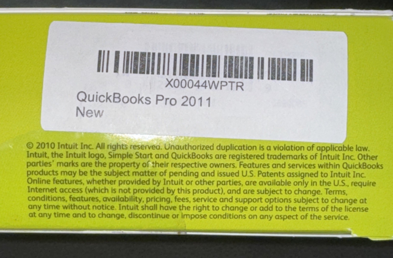 Intuit QuickBooks Pro 2011 Lifetime License Retail (Used) Read Description