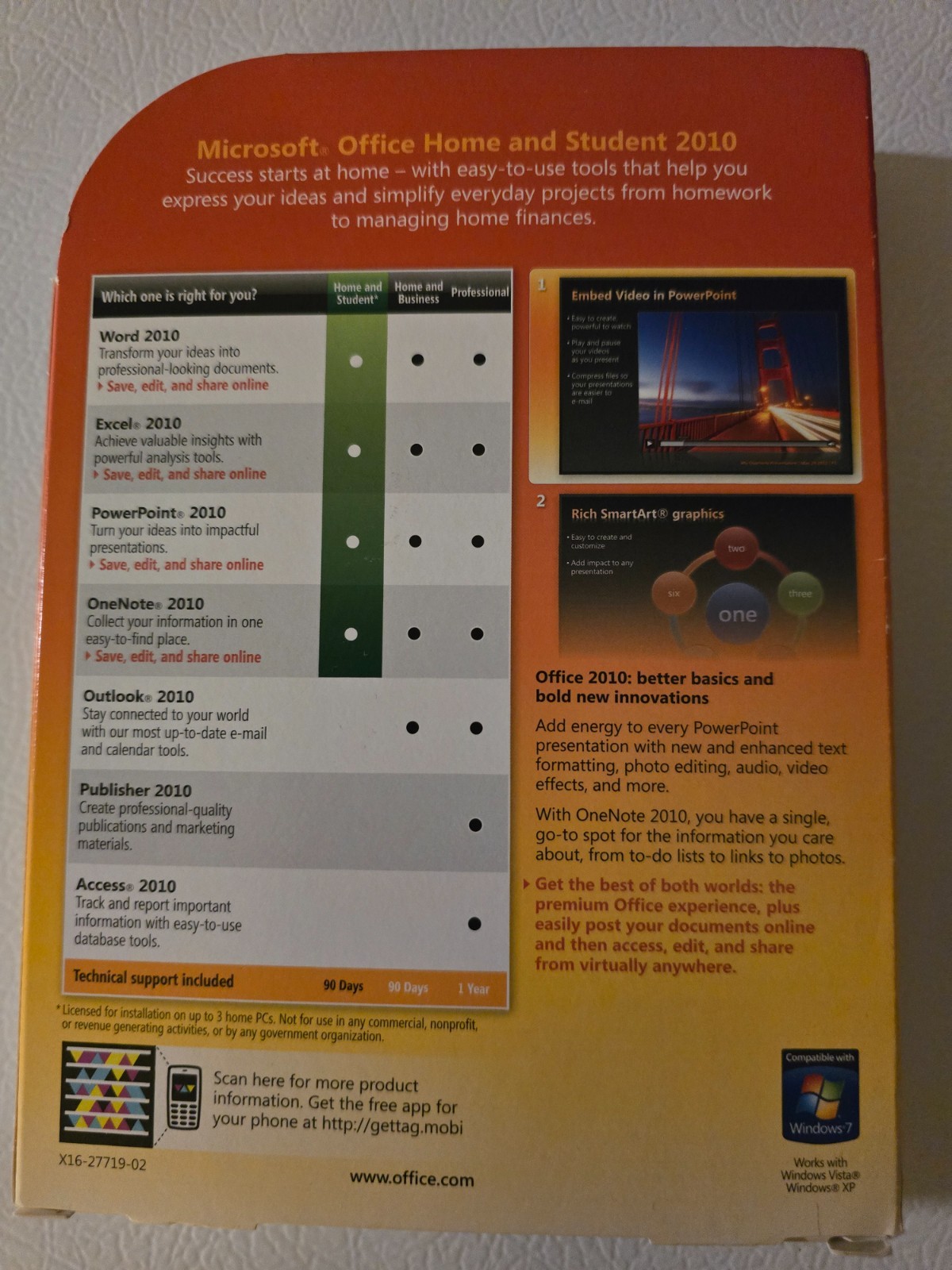 Microsoft Office Home and Student 2010 Software for Windows Family Pack