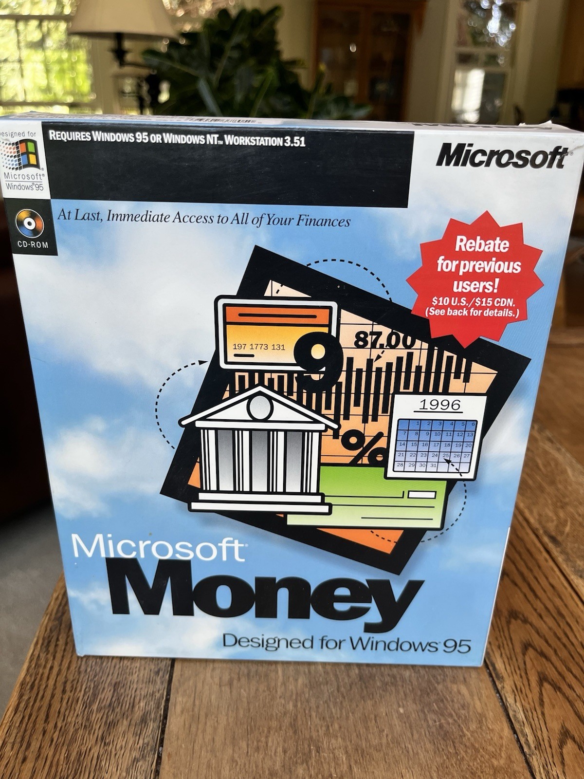 NEW Microsoft Money Windows 95 CD & 3.5” Disc Complete Retail Box – Sealed Discs