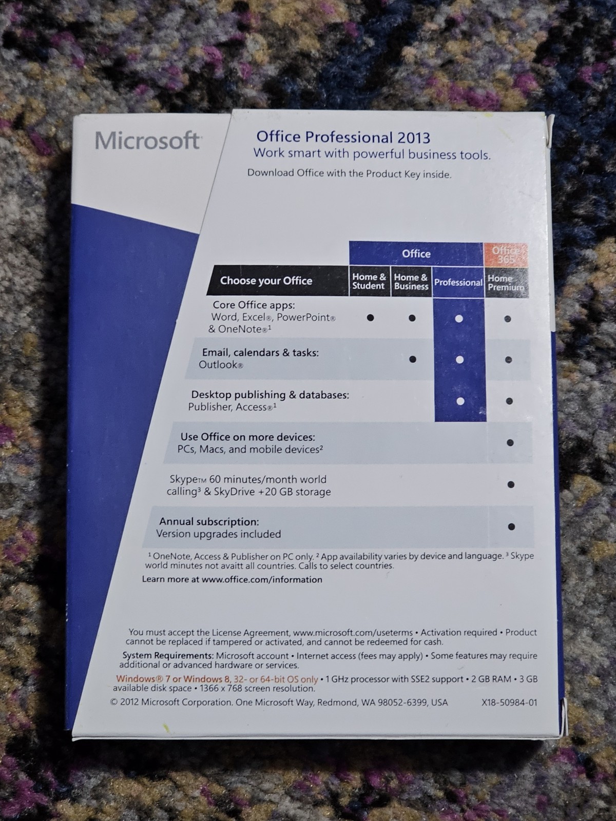 Sealed Microsoft Office Professional 2013 Product Key Card