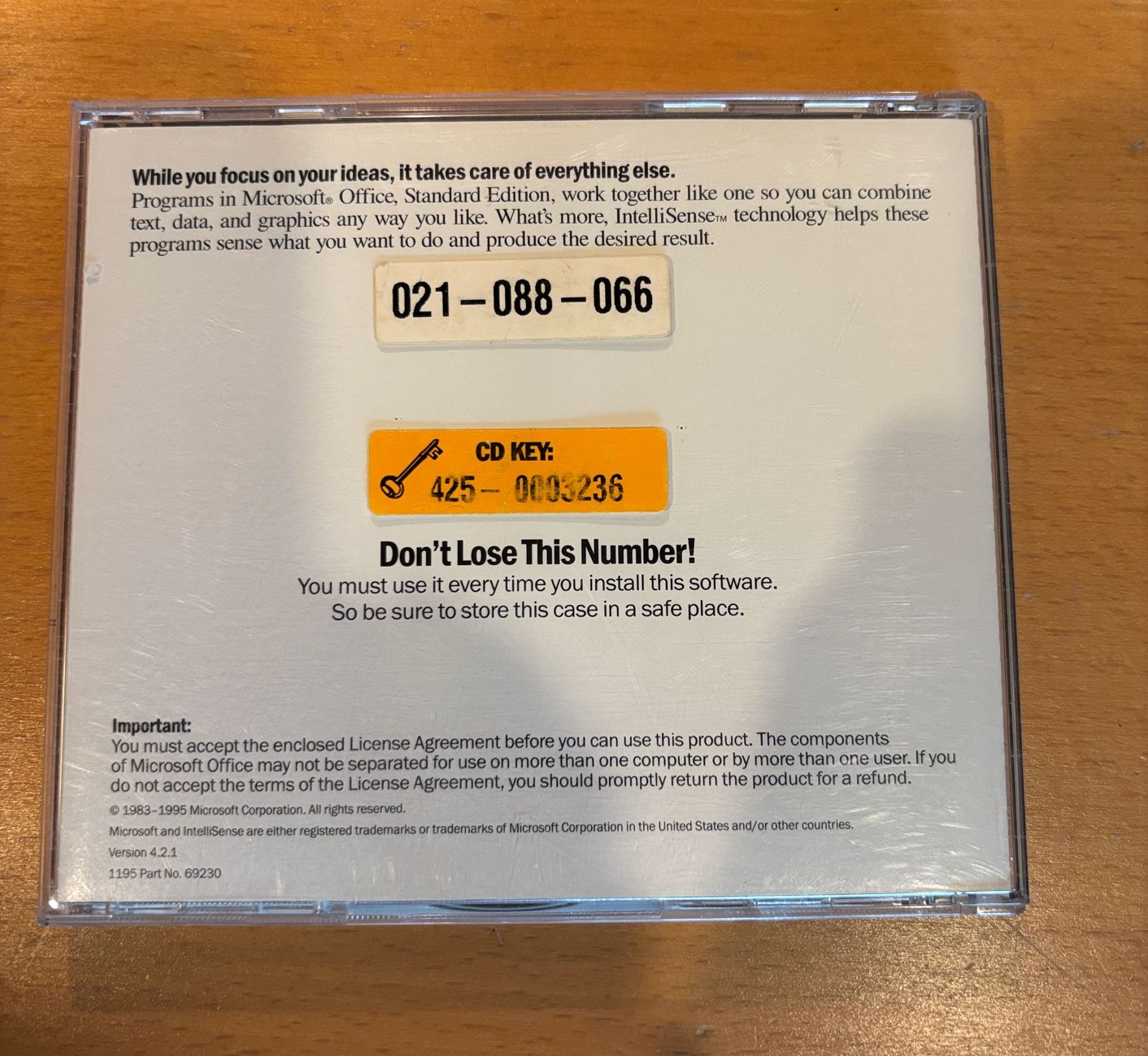 Microsoft Office Standard 4.2.1 for Mac Install CD with Serial Number 1995