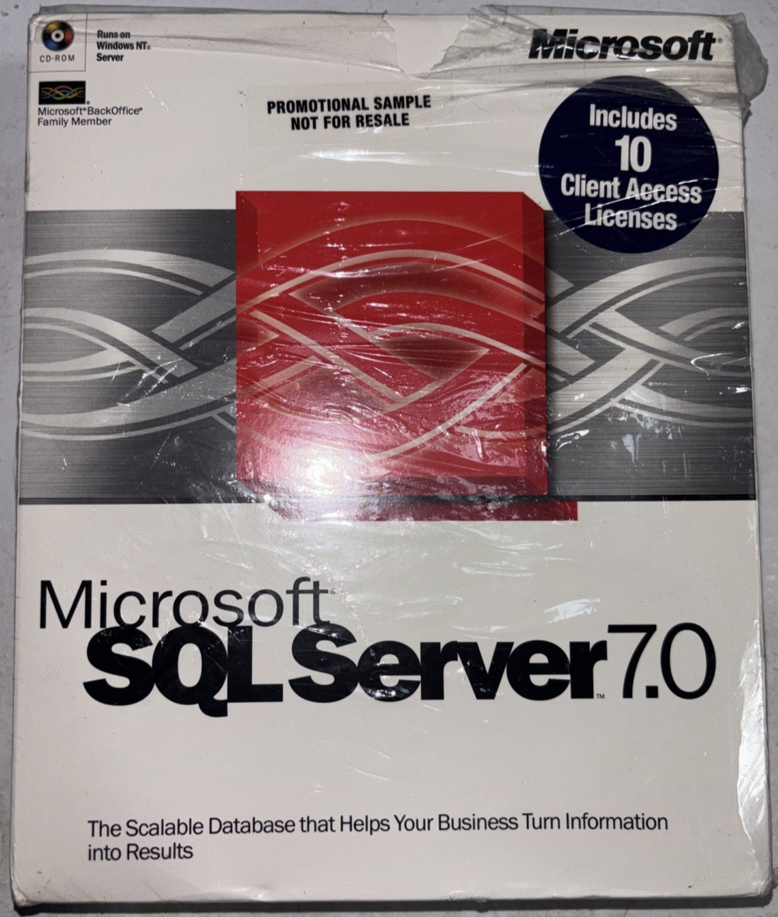 MICROSOFT 1198 P/N X04-00402 SQL SERVER 7.0, 10 CLIENT ACCESS LICENSES – SEALED