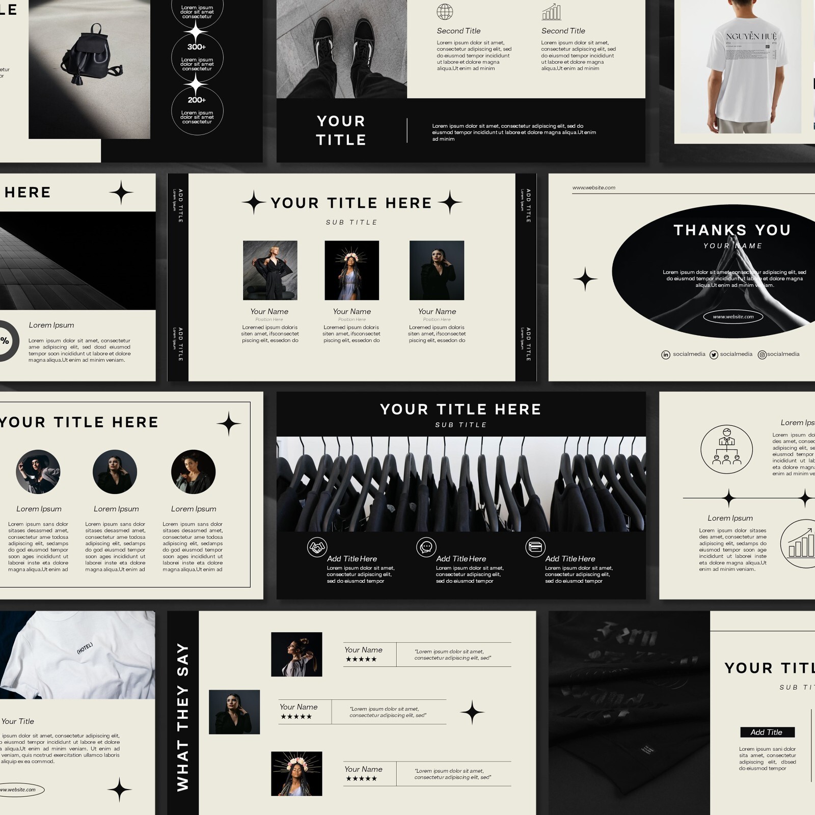Black and White PowerPoint Template – Minimalist Monochrome Fashion Presentation