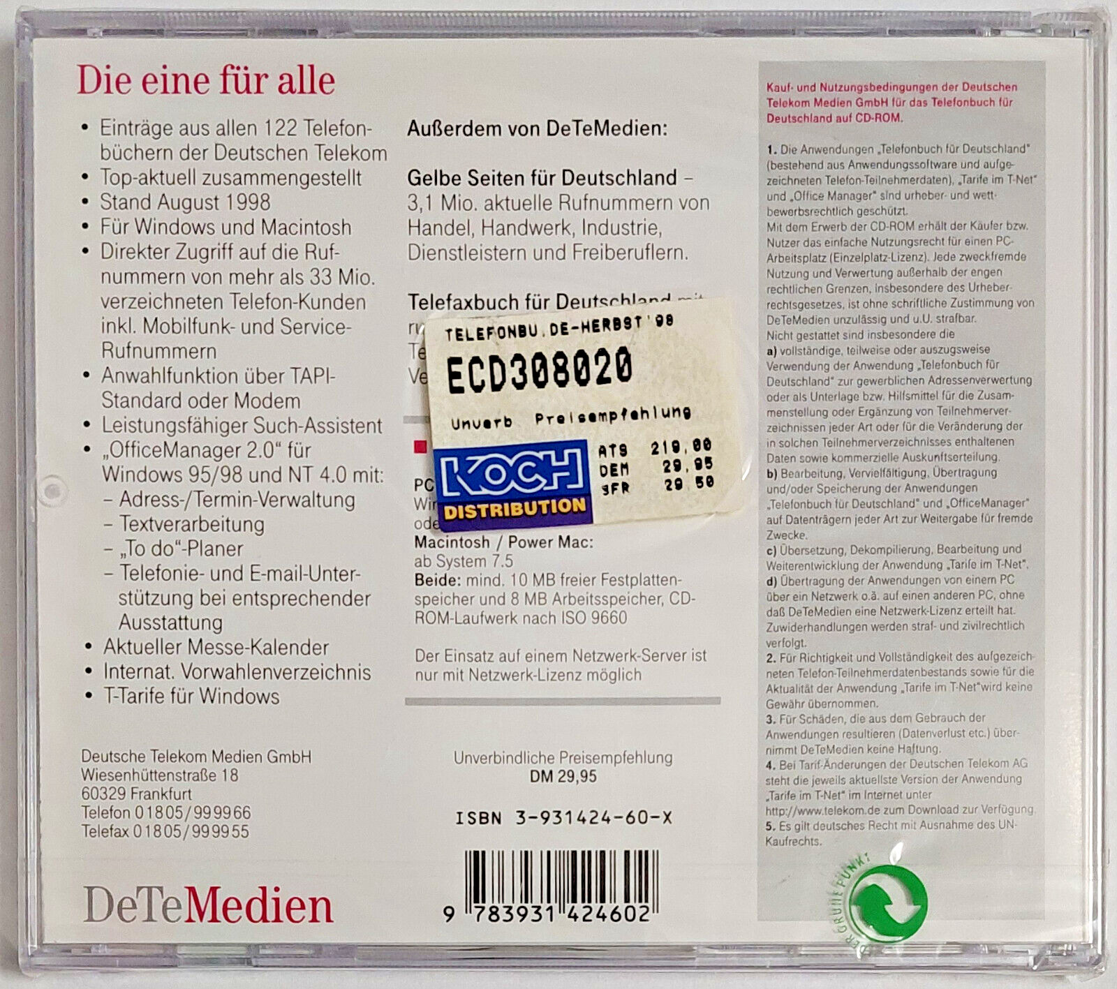 Telephone book for Germany autumn 1998 ✰NEW & original packaging✰