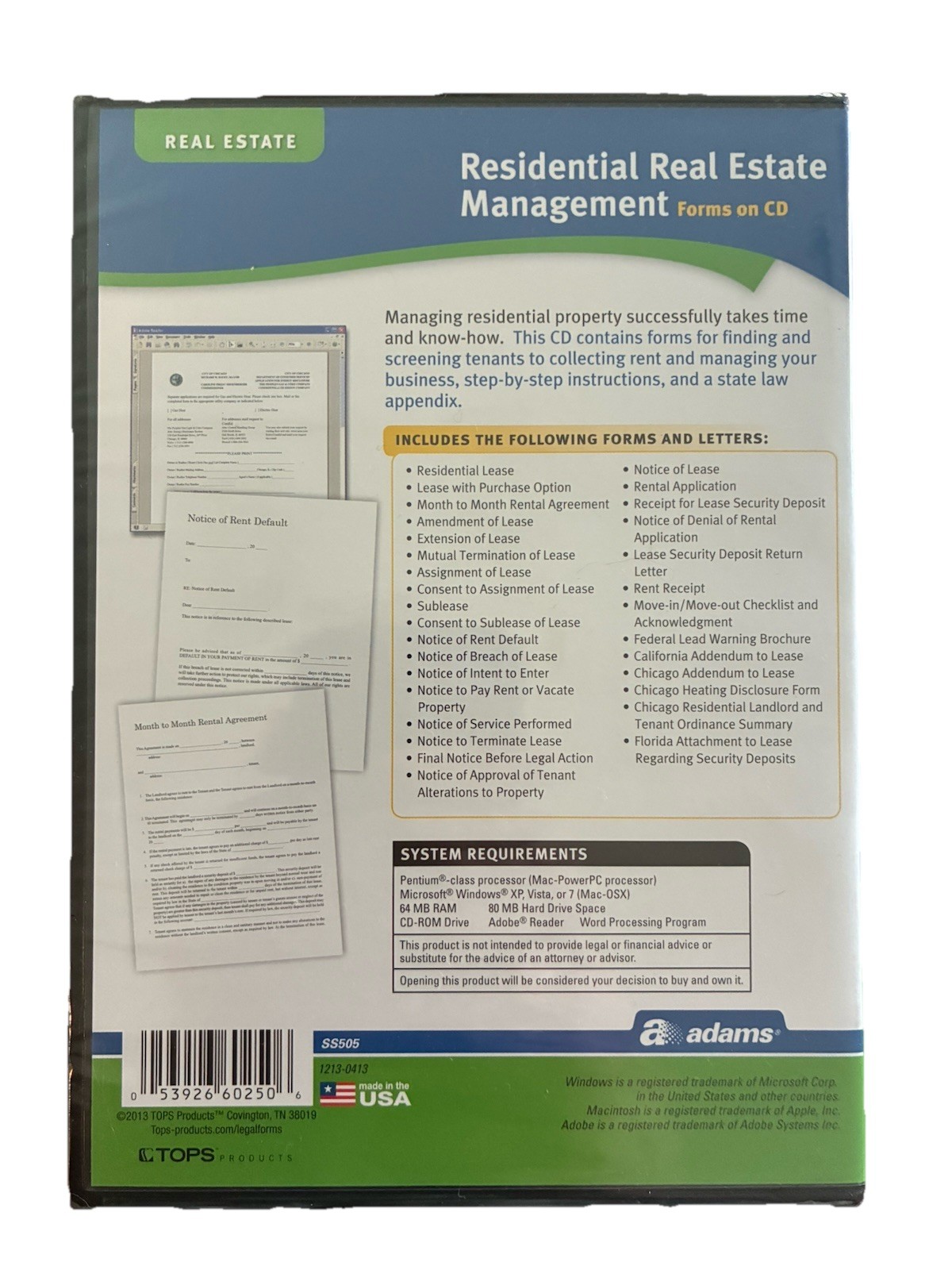 Residential Real Estate Management Forms CD Adams Landlord Lease Templates