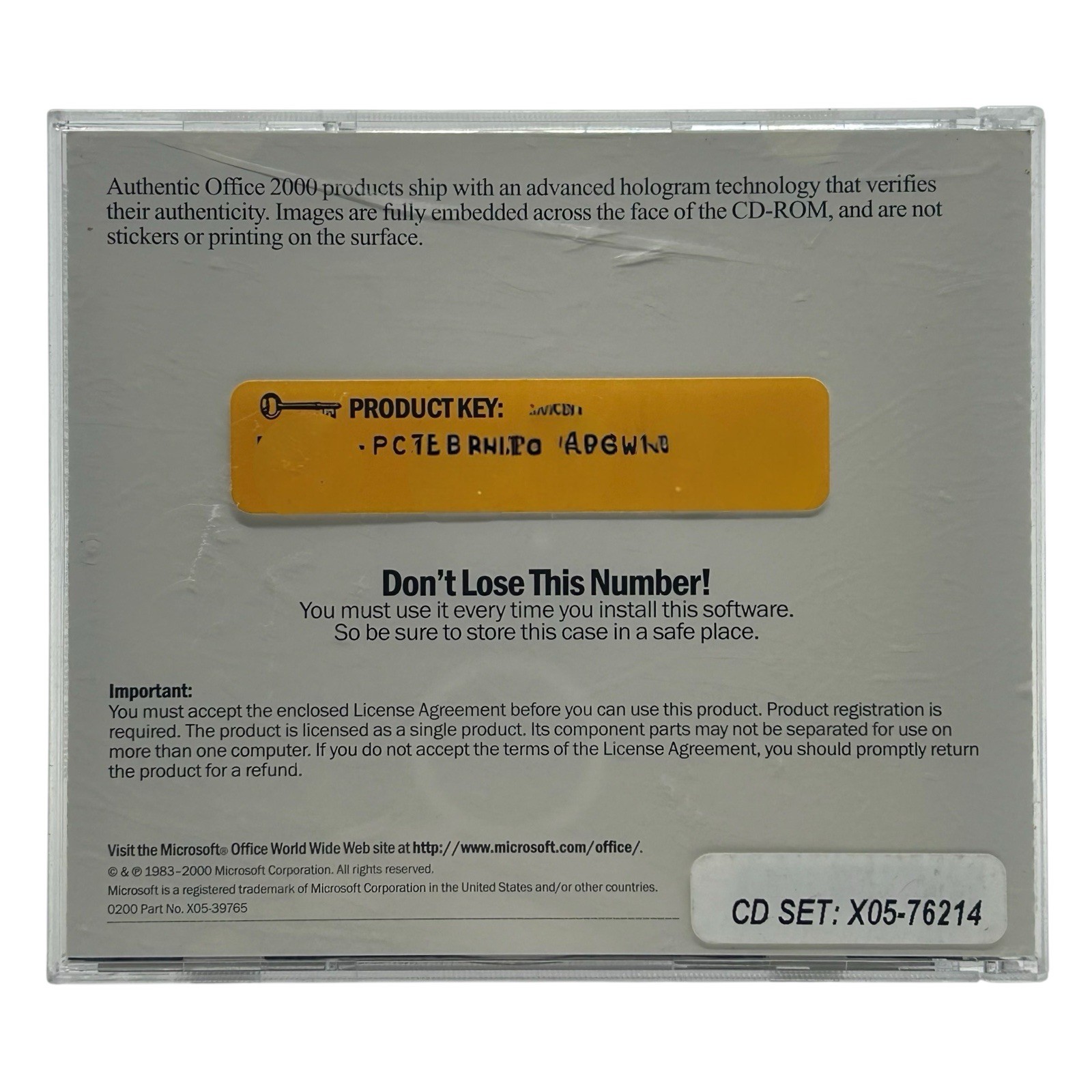Microsoft Office 2000 Professional 2 CD-ROM Set WINDOWS NT/98 w/ Product Key
