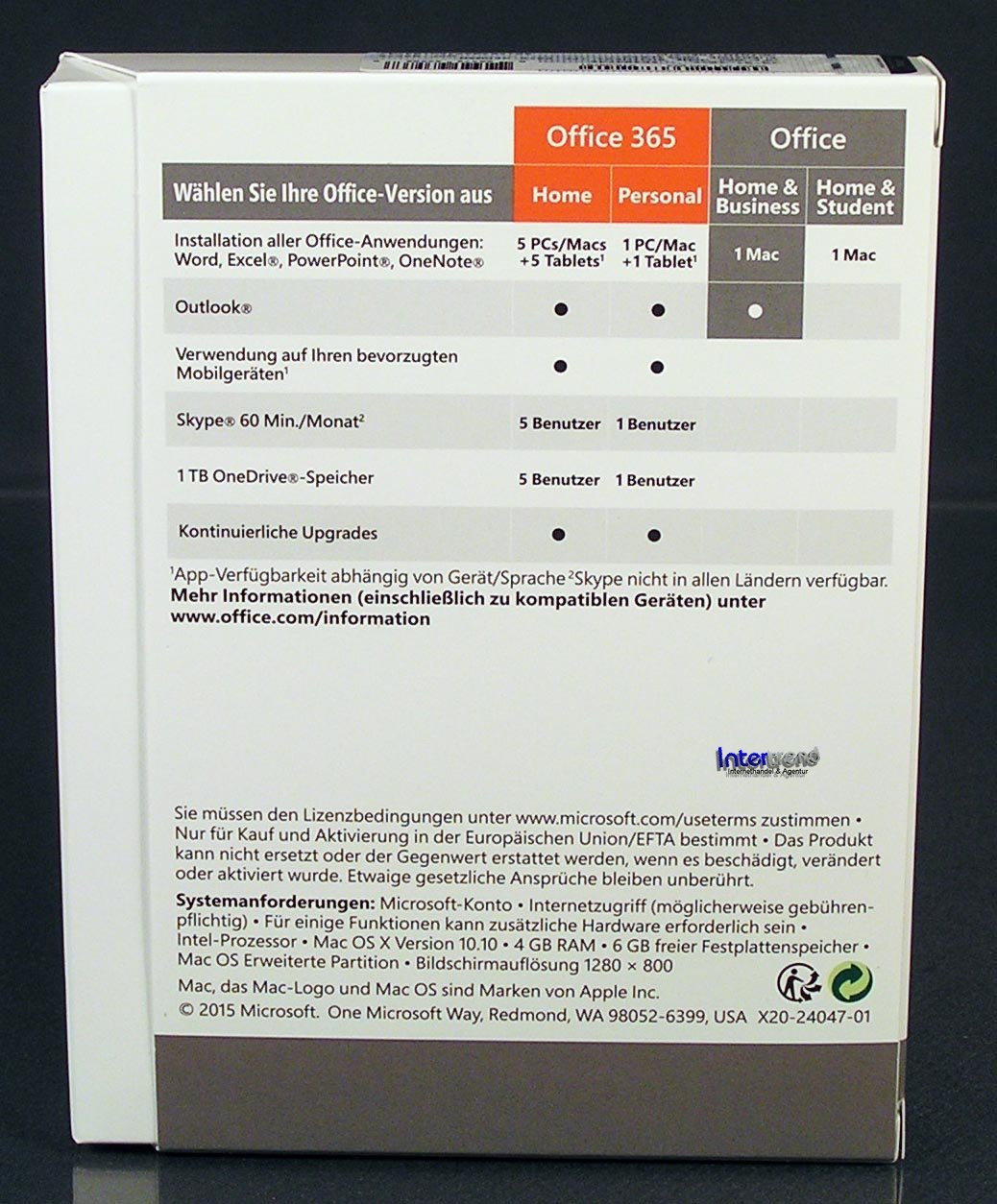 Microsoft Office Home & Business 2016 Vollversion Box 1 Mac Deutsch OVP NEU