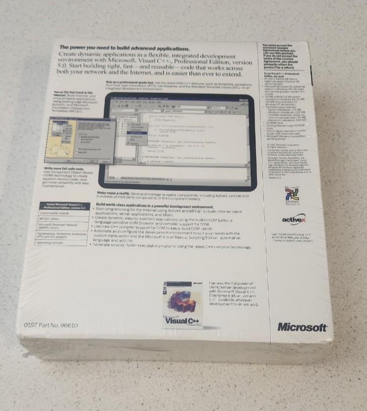 NEW SEALED – Vintage Microsoft Visual C++ Professional Edition 5.0 Upgrade 1997